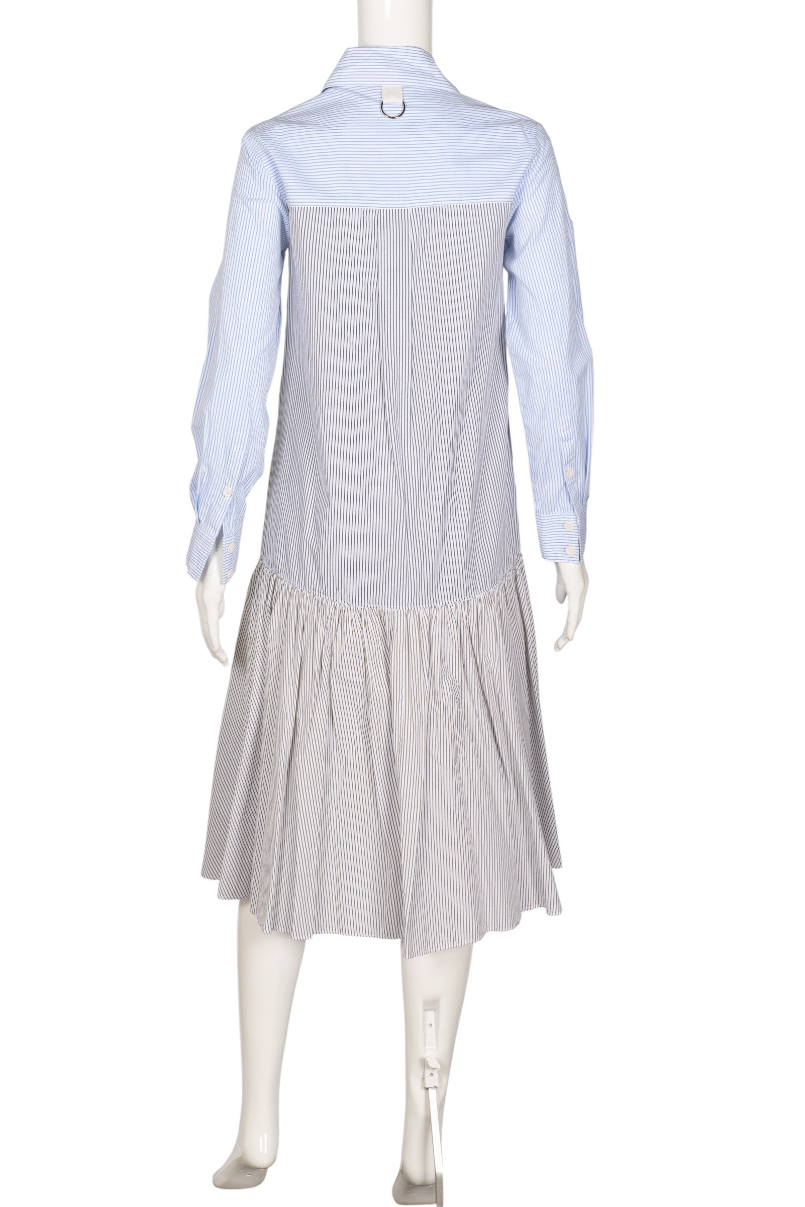 TIBI Blue Gray Cotton Striped Midi Shirt Dress Size XS