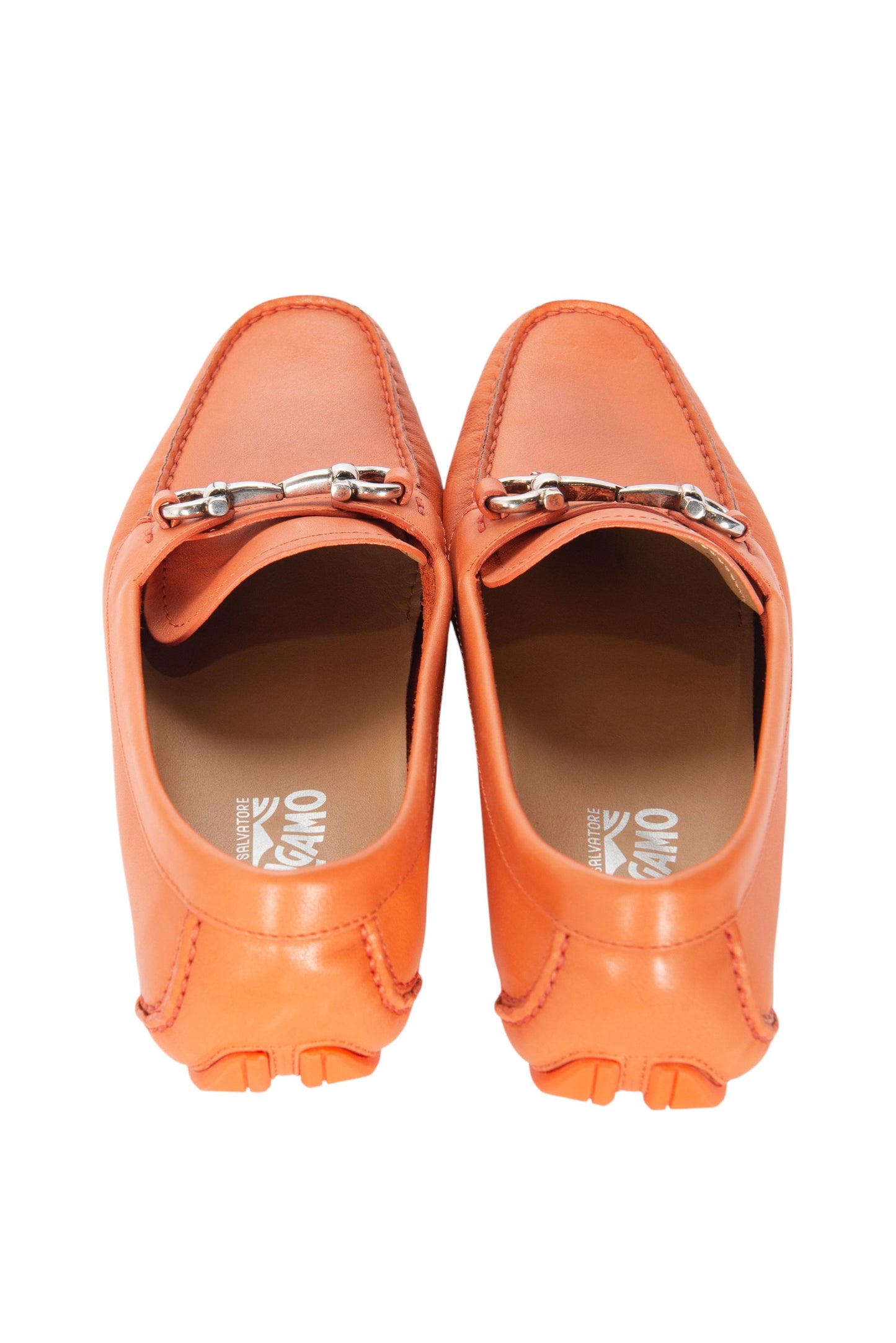 SALVATORE FERRAGAMO Orange Leather Loafers Size 9