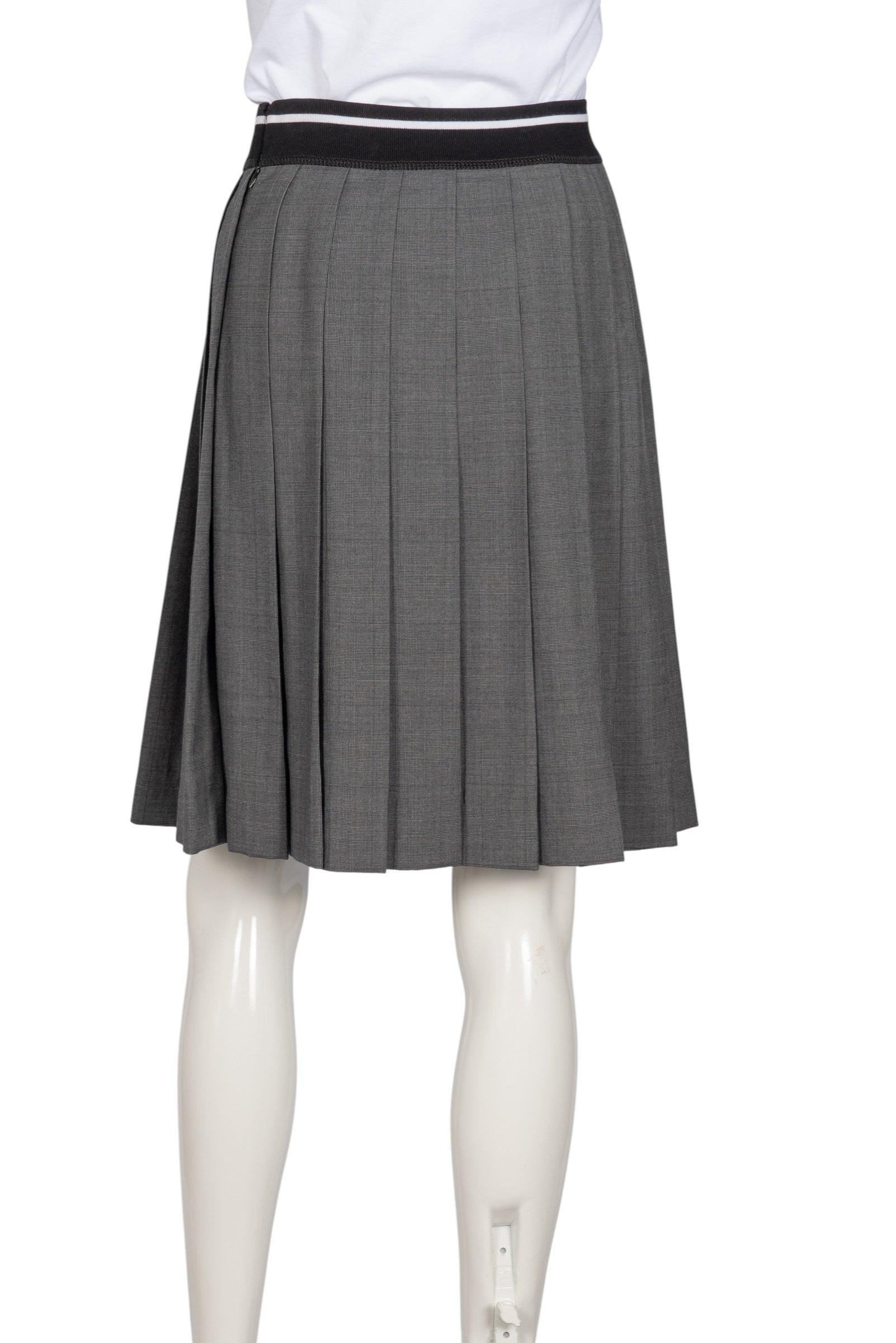 MIU MIU Gray Pleated Mini Skirt with Elastic Waistband Size XS