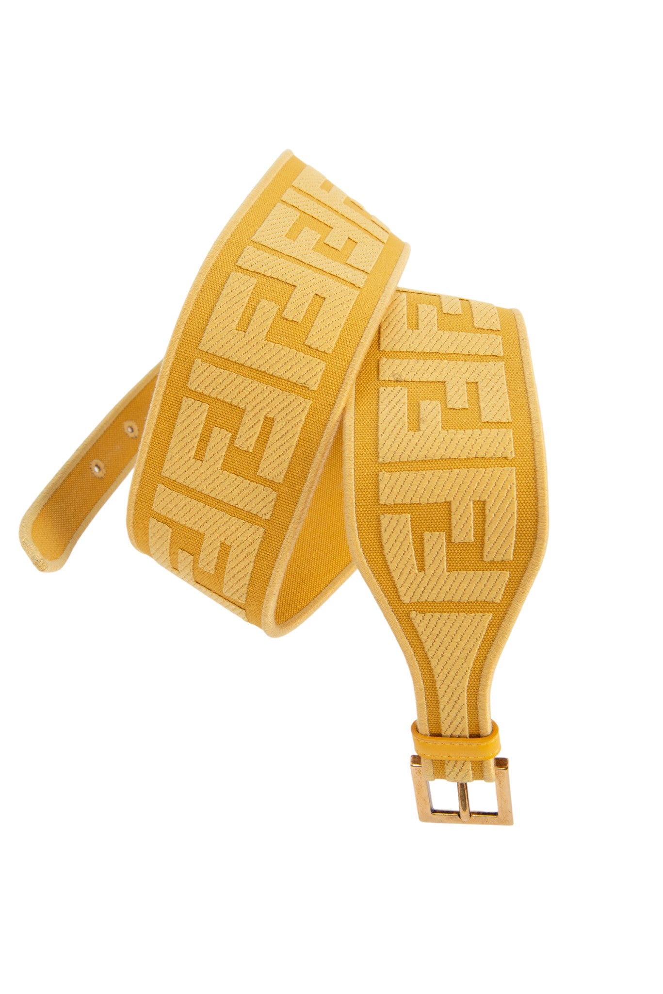 FENDI FF Yellow Canvas Belt