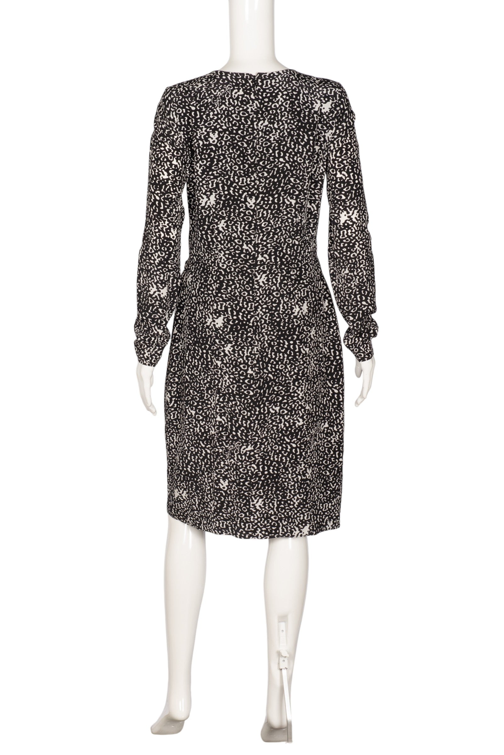 GIVENCHY Black and White Animal Print Silk Midi Dress Size M
