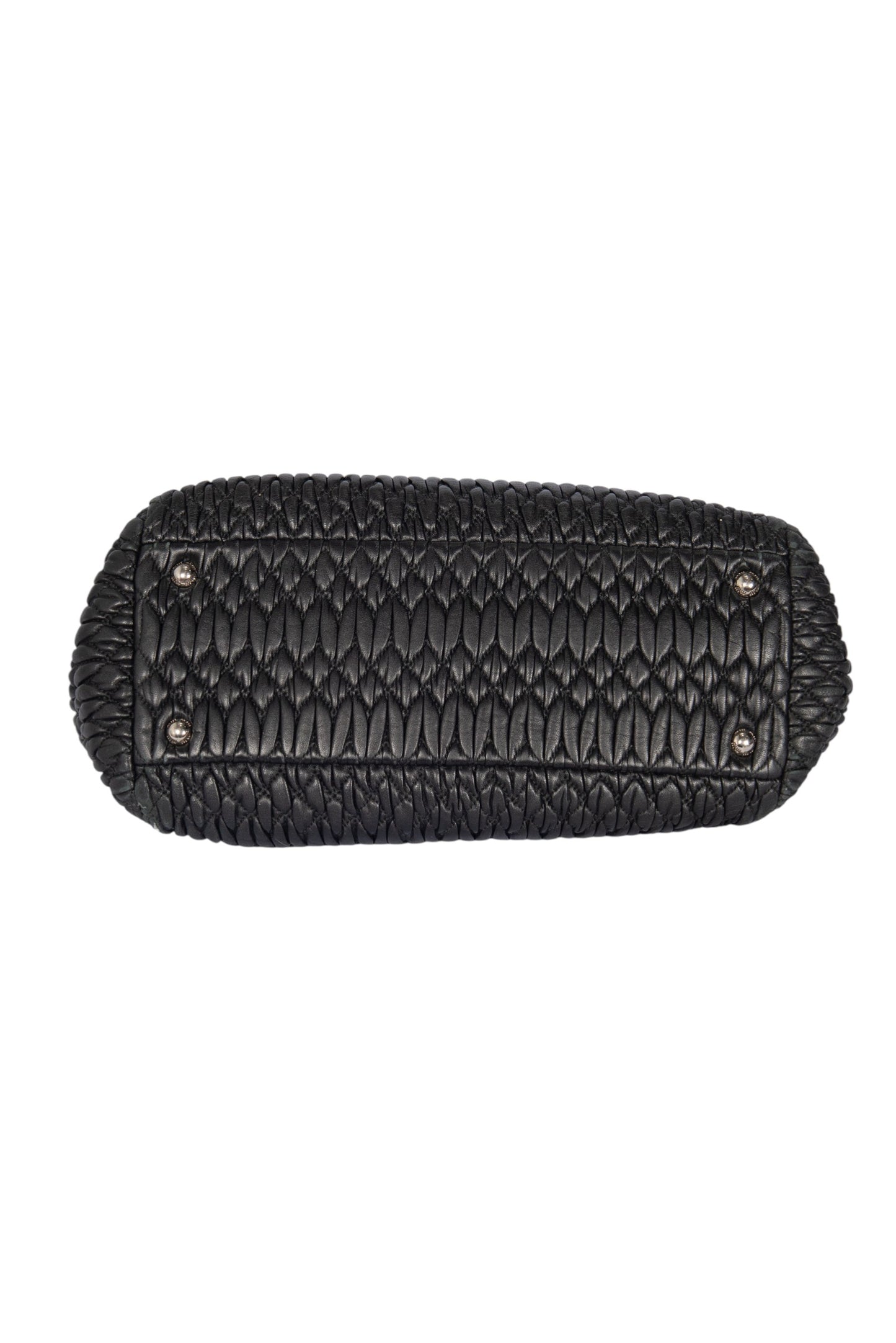 MIU MIU Black Matelassé Nappa Leather Crystal Shoulder Bag