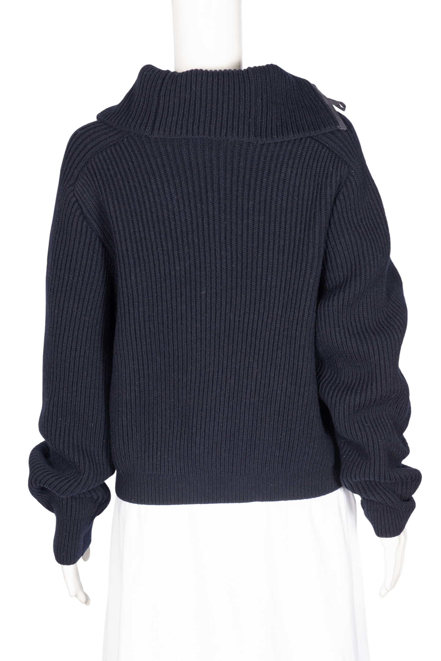 JACQUEMUS Navy Blue Wool Blend Cropped Sweater Size L