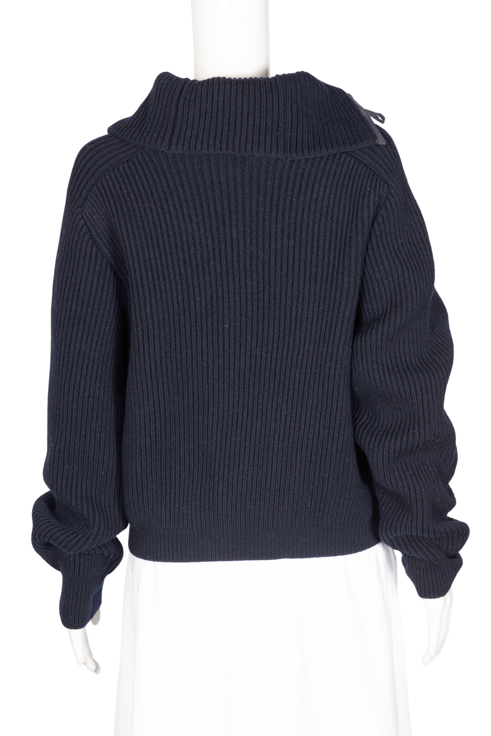 JACQUEMUS Navy Blue Wool Blend Cropped Sweater Size L