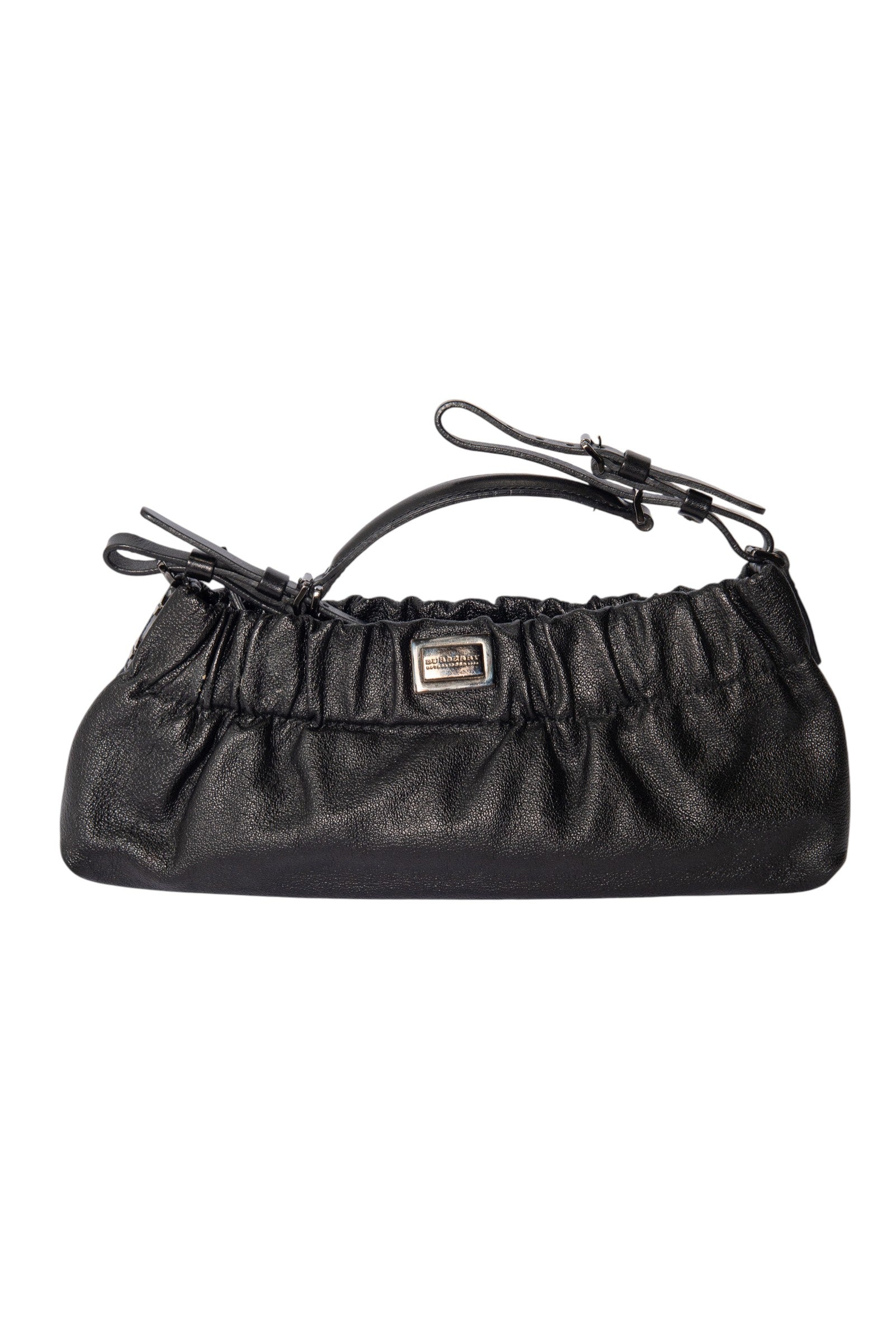 BURBERRY Black Leather Clamshell Shoulder Bag