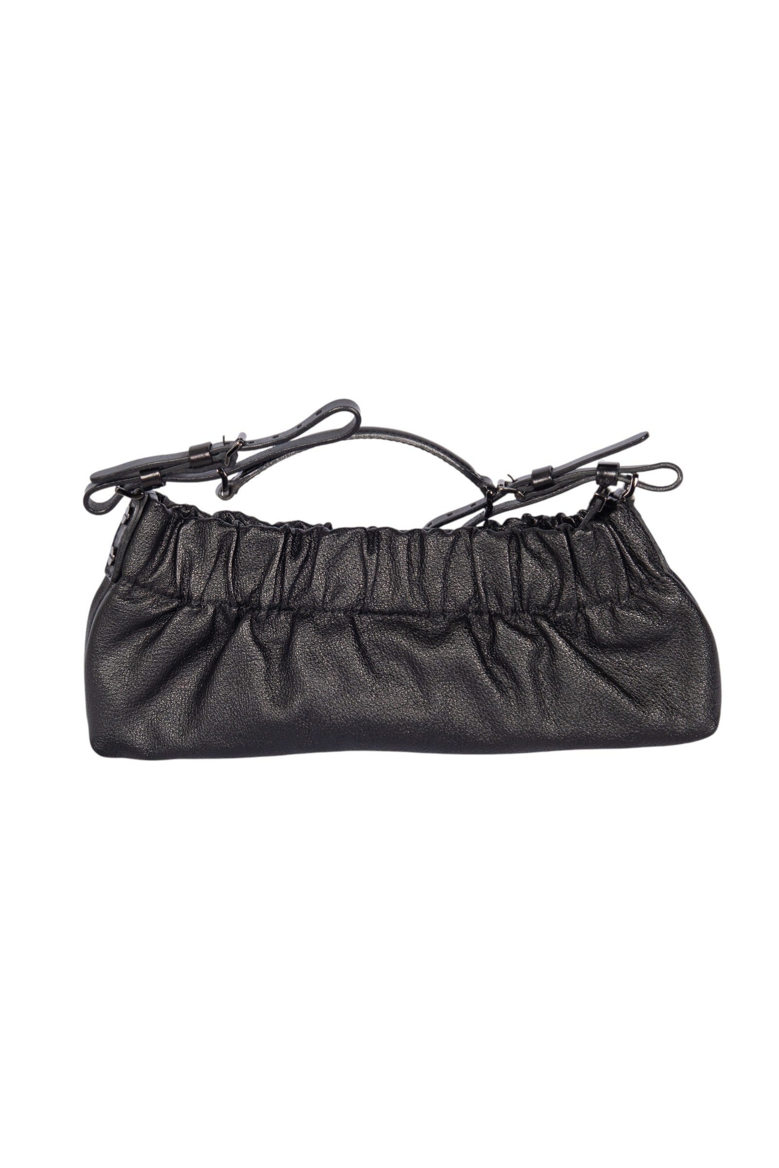 BURBERRY Black Leather Clamshell Shoulder Bag