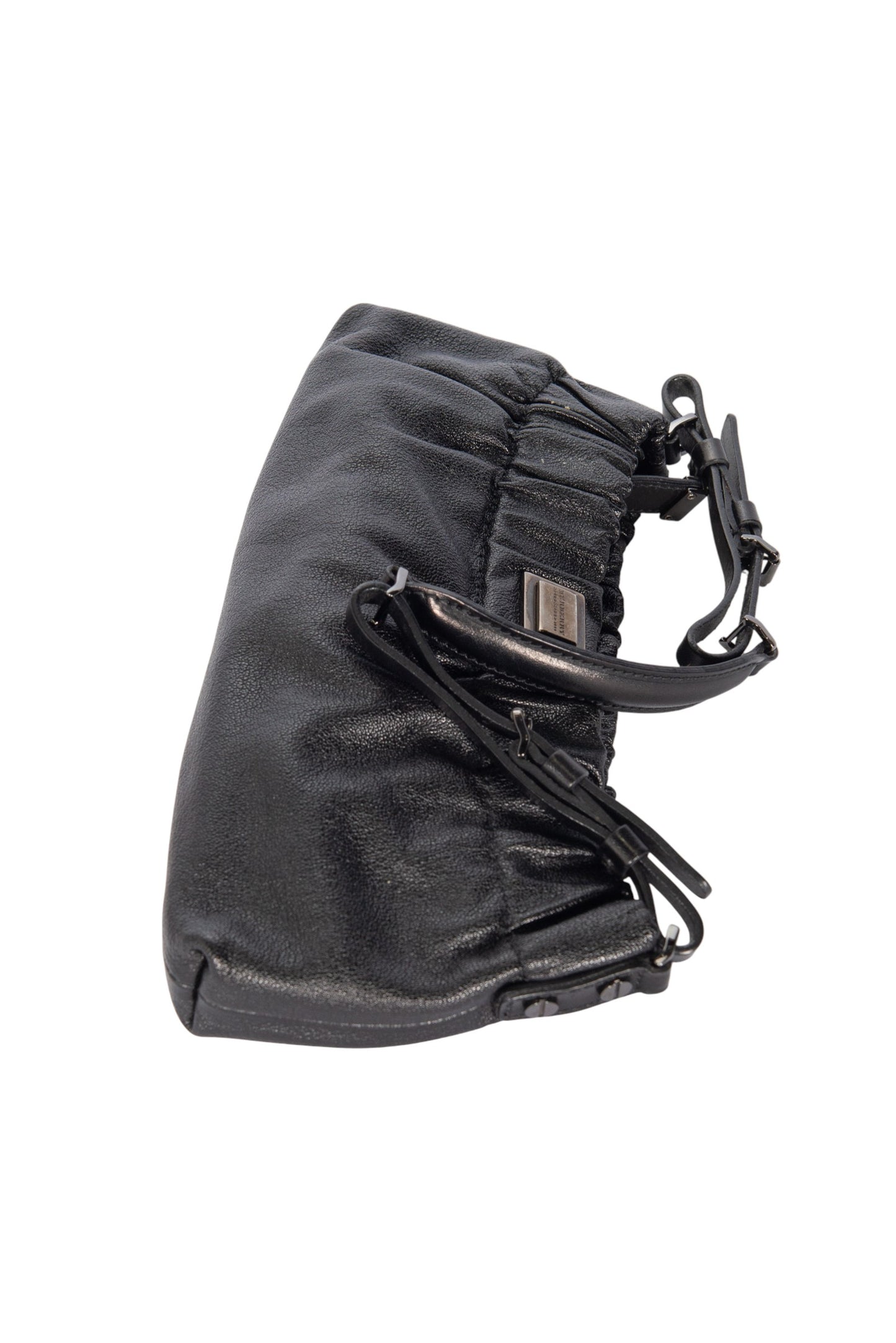BURBERRY Black Leather Clamshell Shoulder Bag
