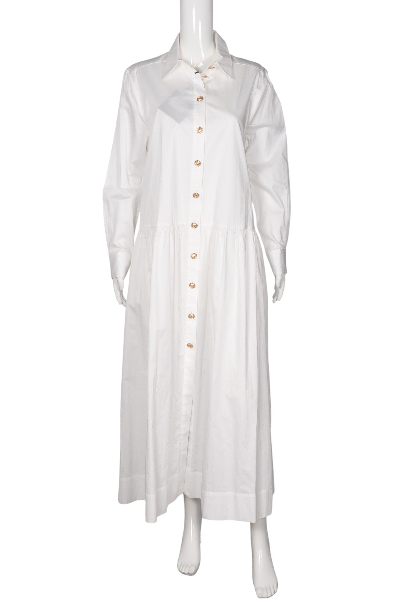 CYNTHIA ROWLEY White Cotton Button-Down Midi Dress Size L