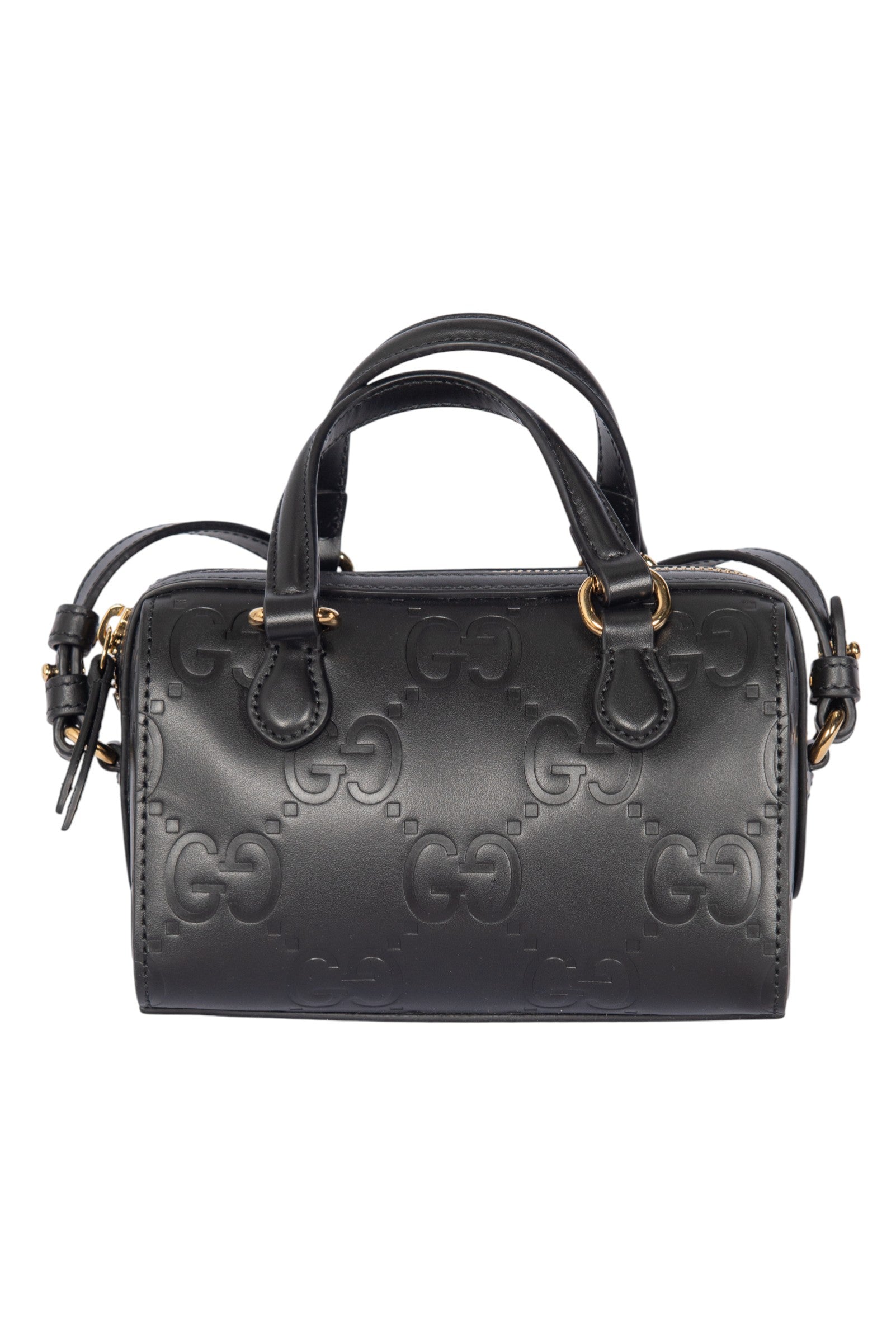 GUCCI Black GG Leather Super Mini Crossbody Bag