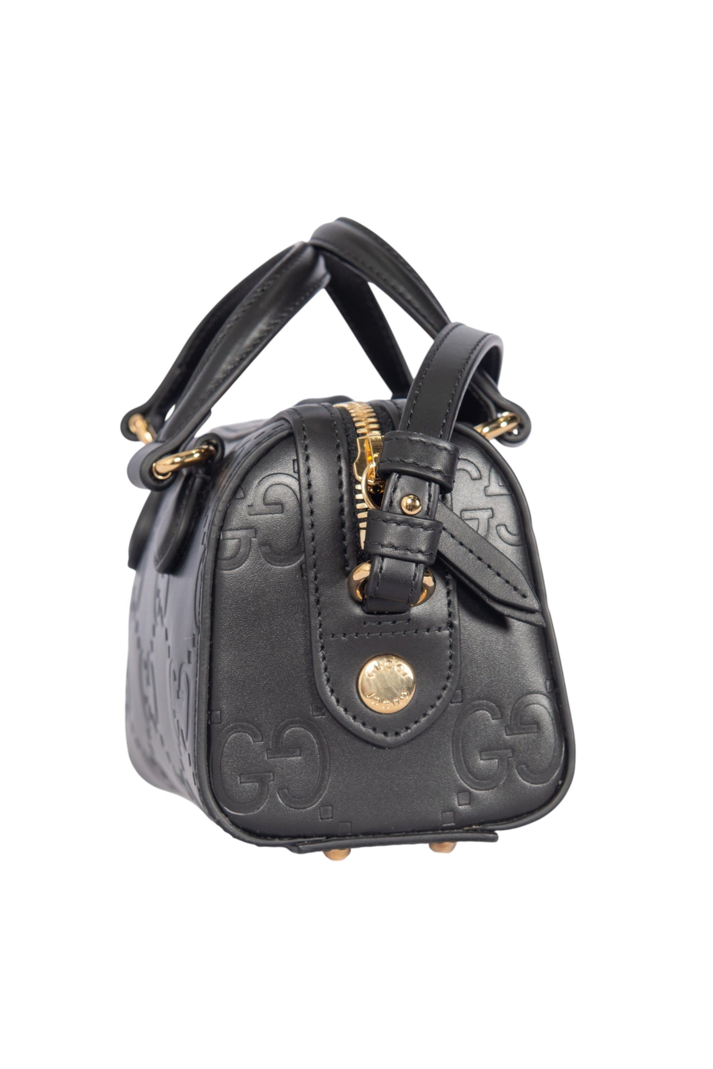 GUCCI Black GG Leather Super Mini Crossbody Bag