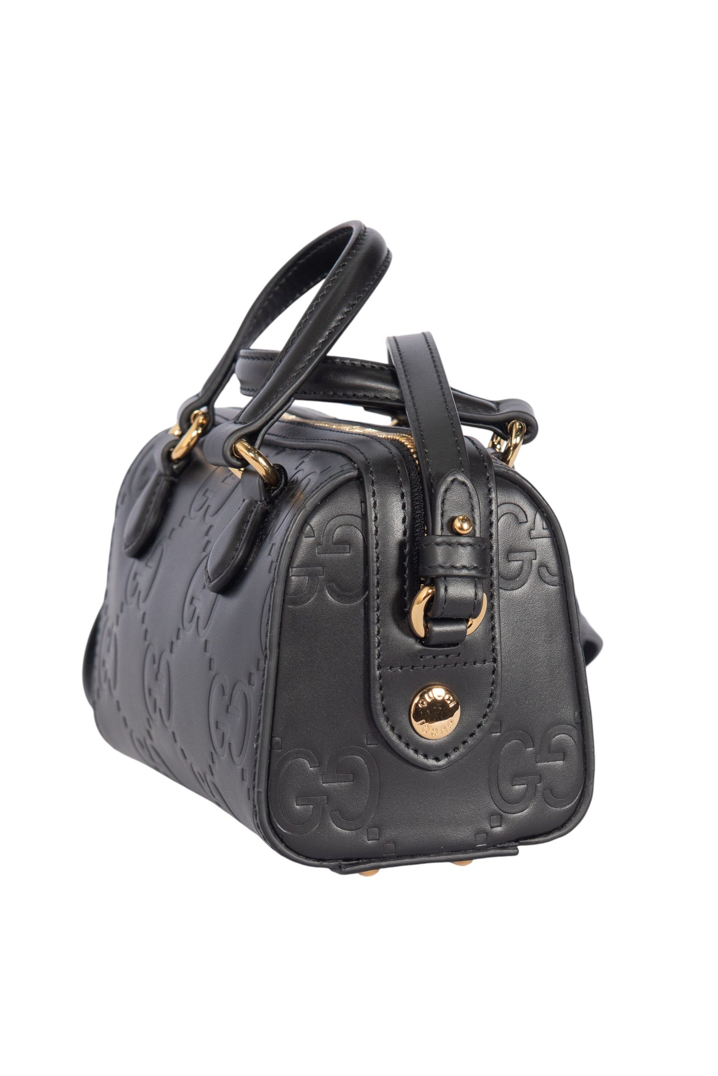 GUCCI Black GG Leather Super Mini Crossbody Bag