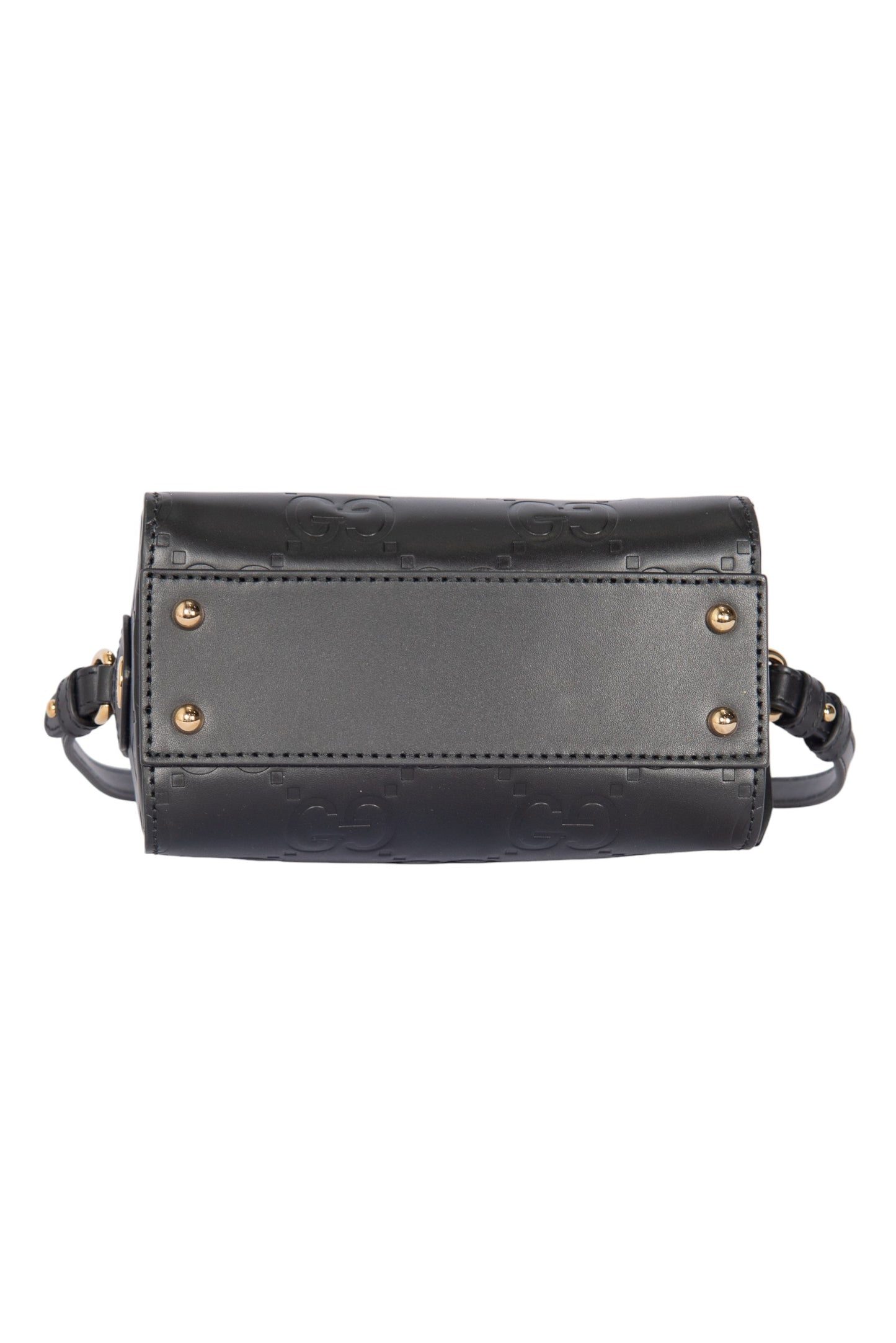 GUCCI Black GG Leather Super Mini Crossbody Bag