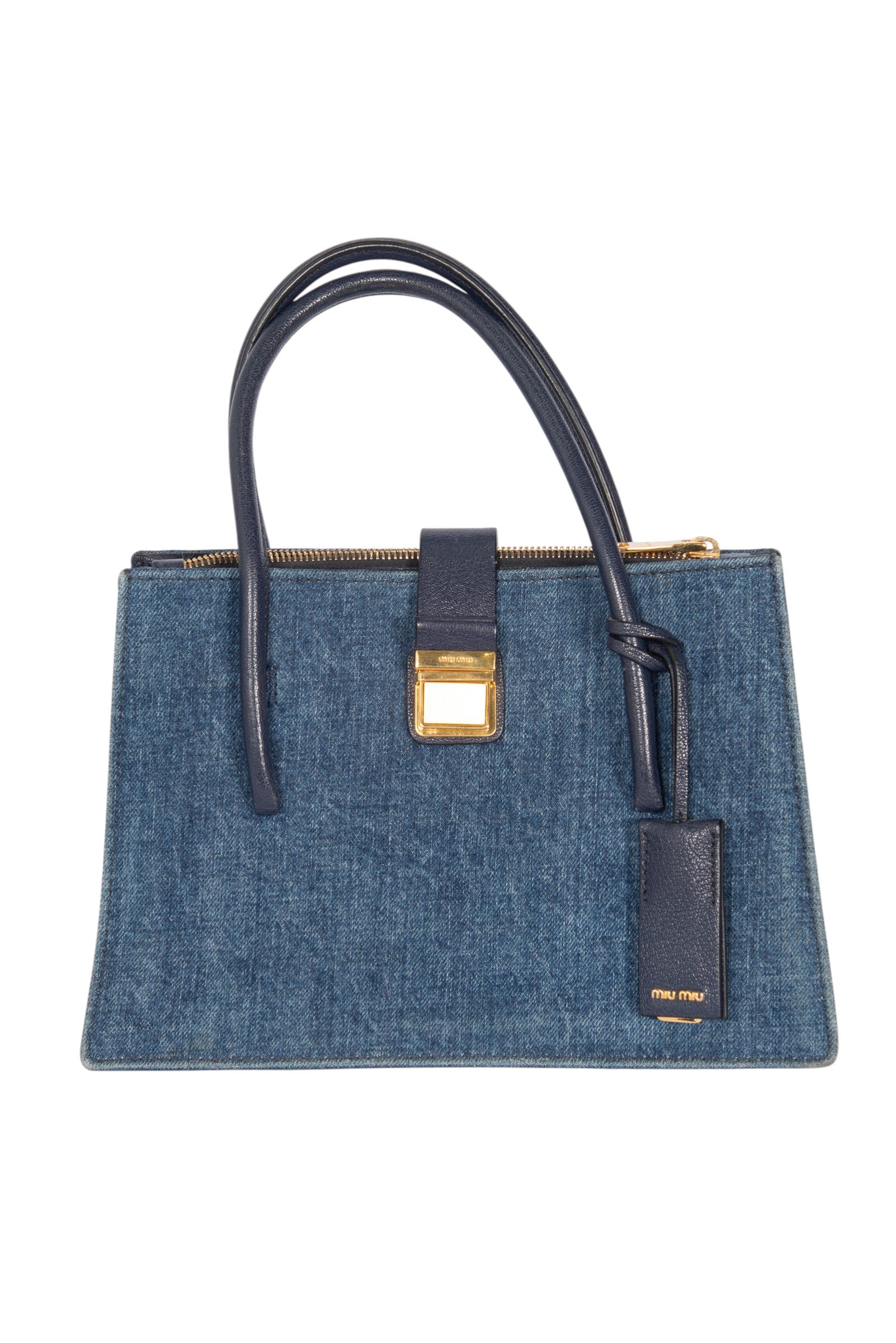 MIU MIU Blue Denim Small Tote Handbag