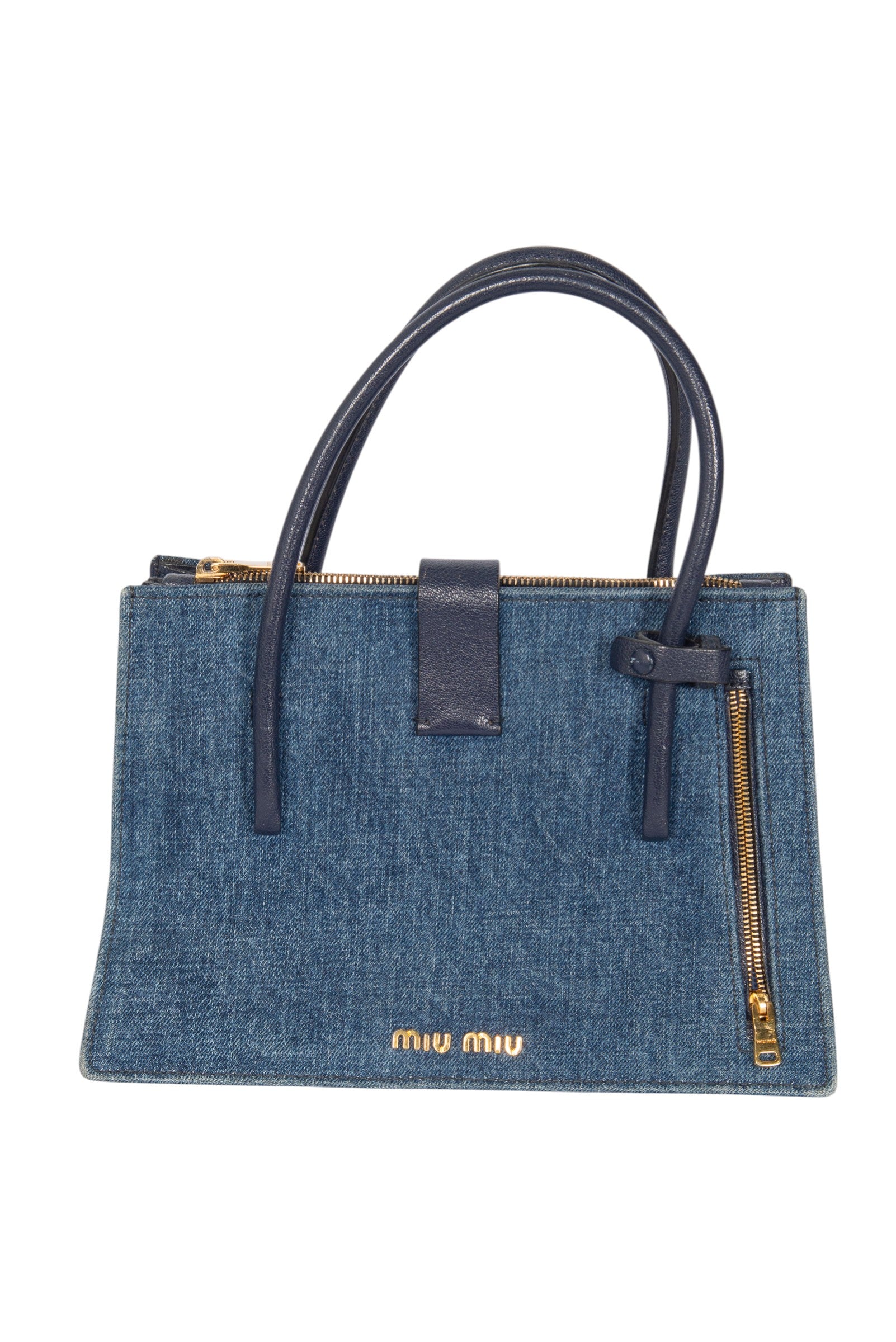 MIU MIU Blue Denim Small Tote Handbag