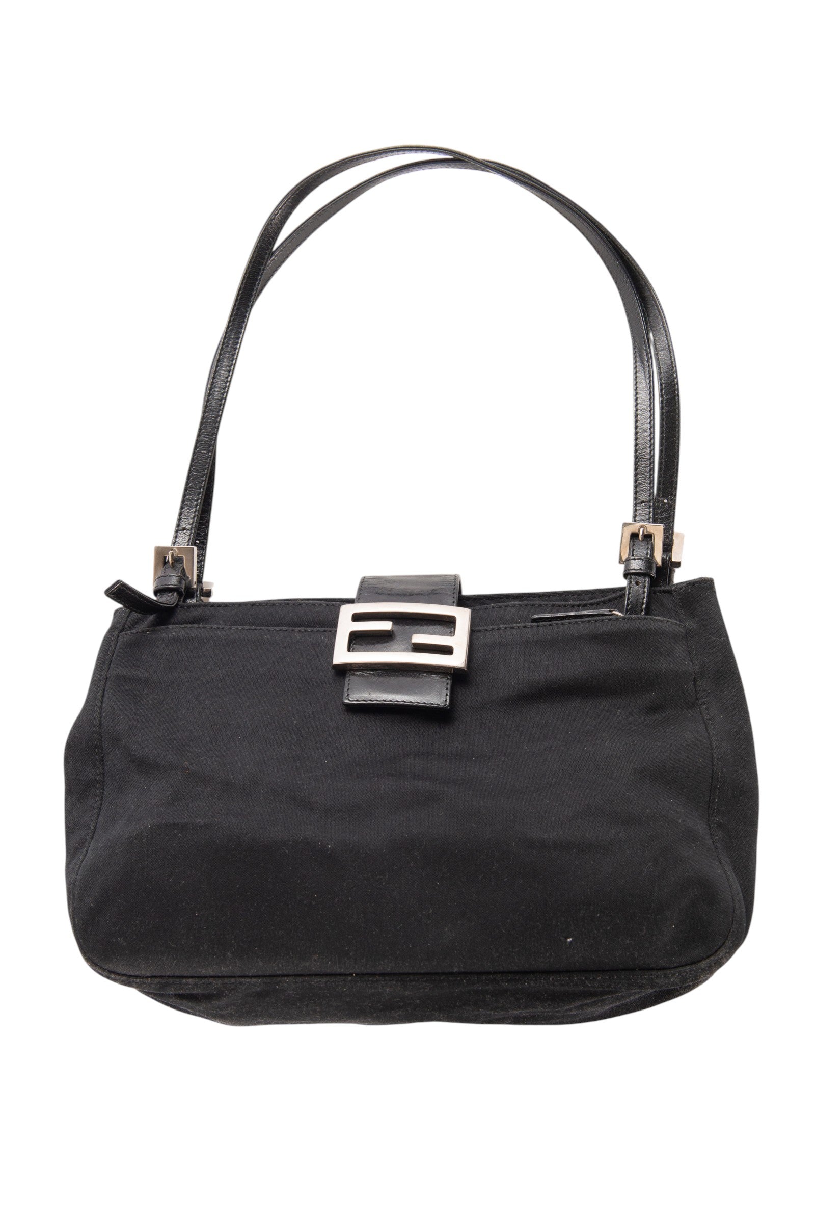 FENDI Black Nylon Mamma Baguette Shoulder Bag