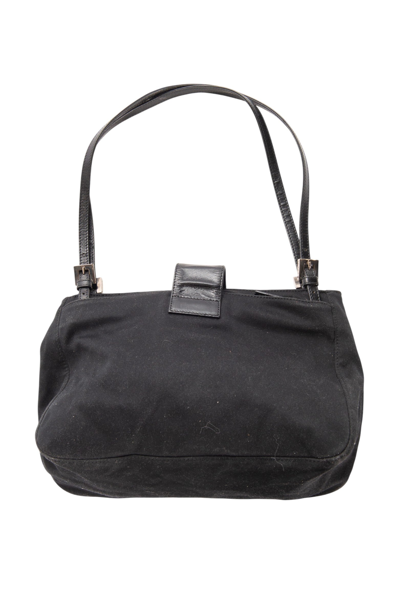 FENDI Black Nylon Mamma Baguette Shoulder Bag