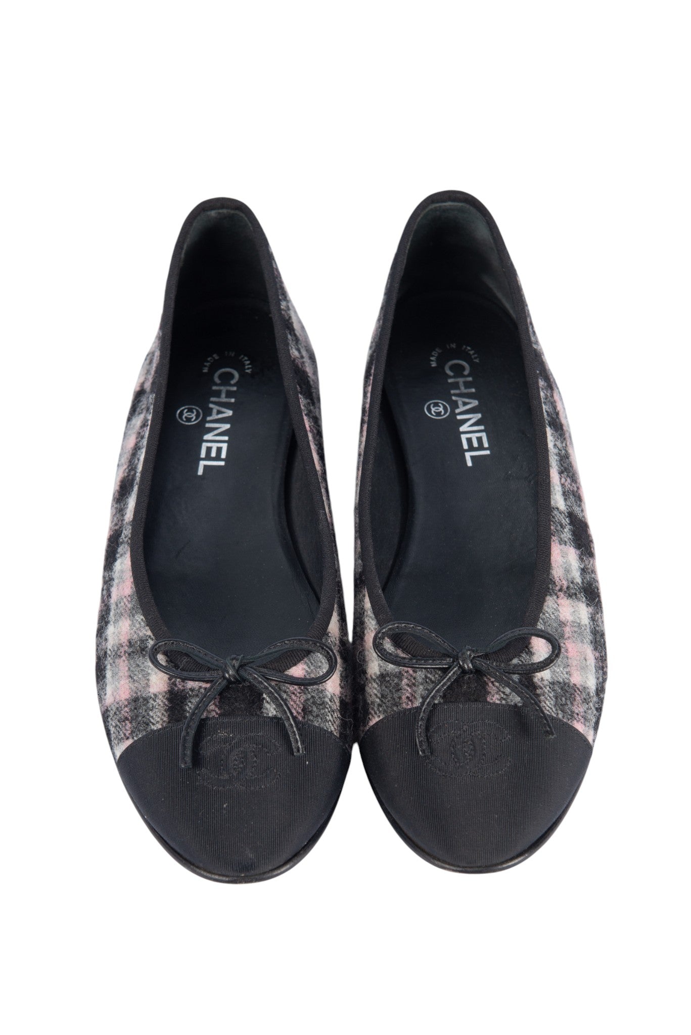 CHANEL Pink Tweed Ballet Flats Size 42