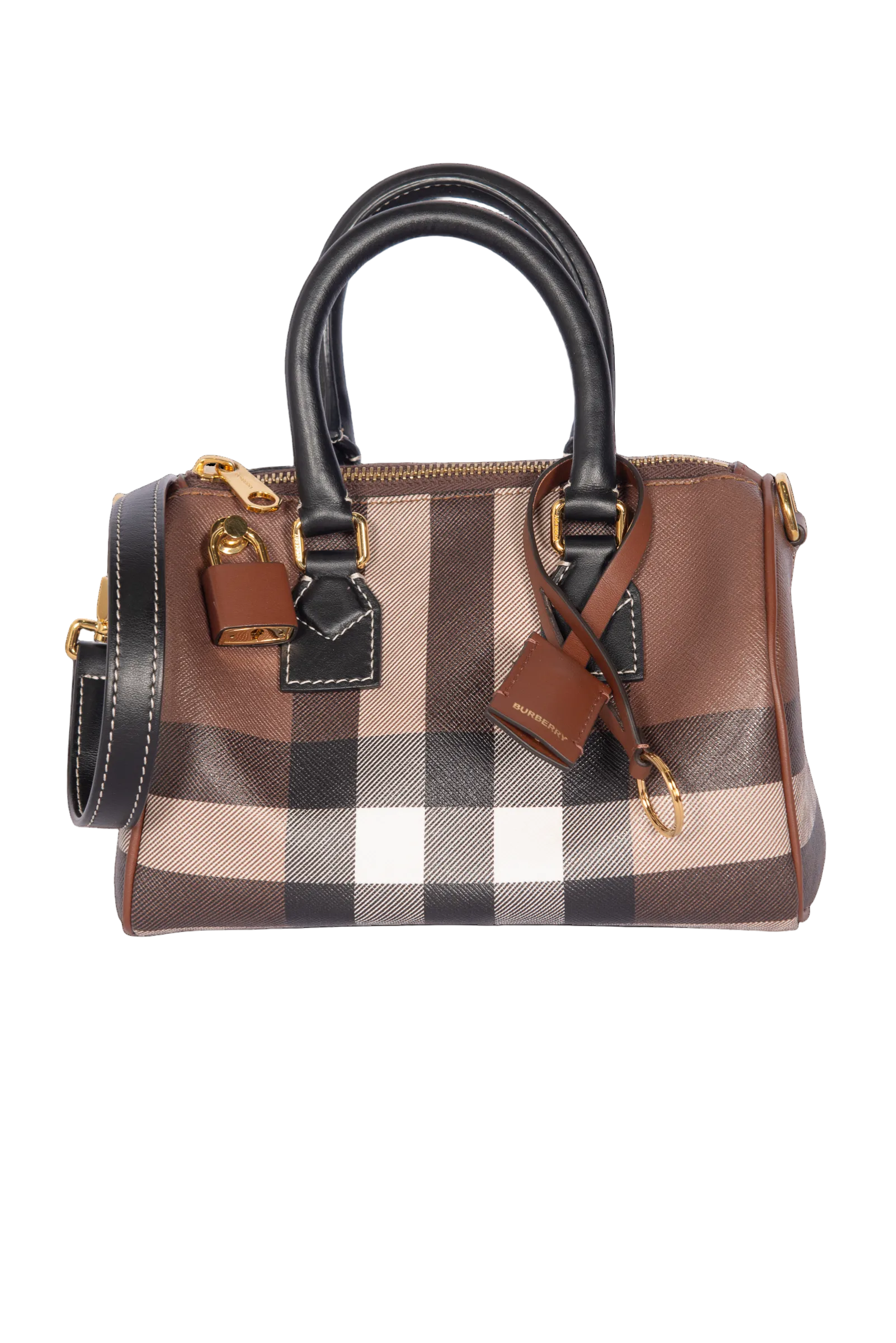BURBERRY Brown Mini Check Bowling Bag