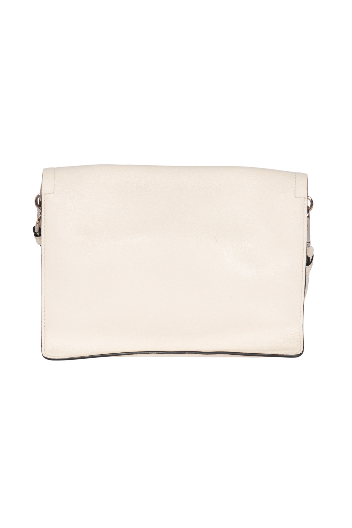 PRADA White Leather Triangle Logo Crossbody Bag