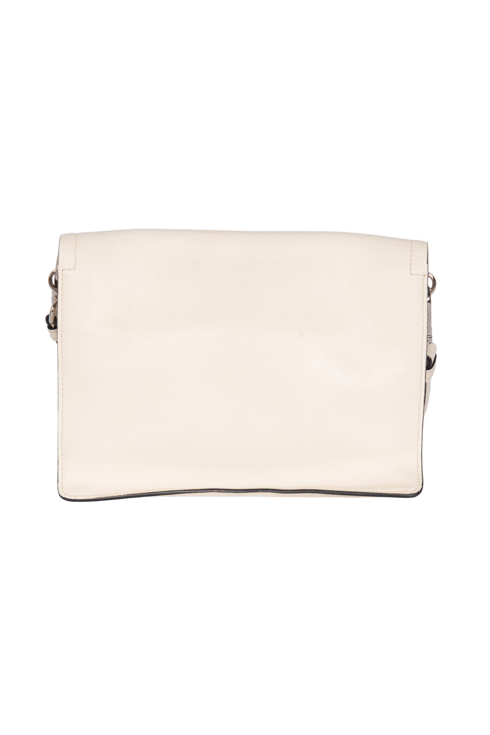 PRADA White Leather Triangle Logo Crossbody Bag