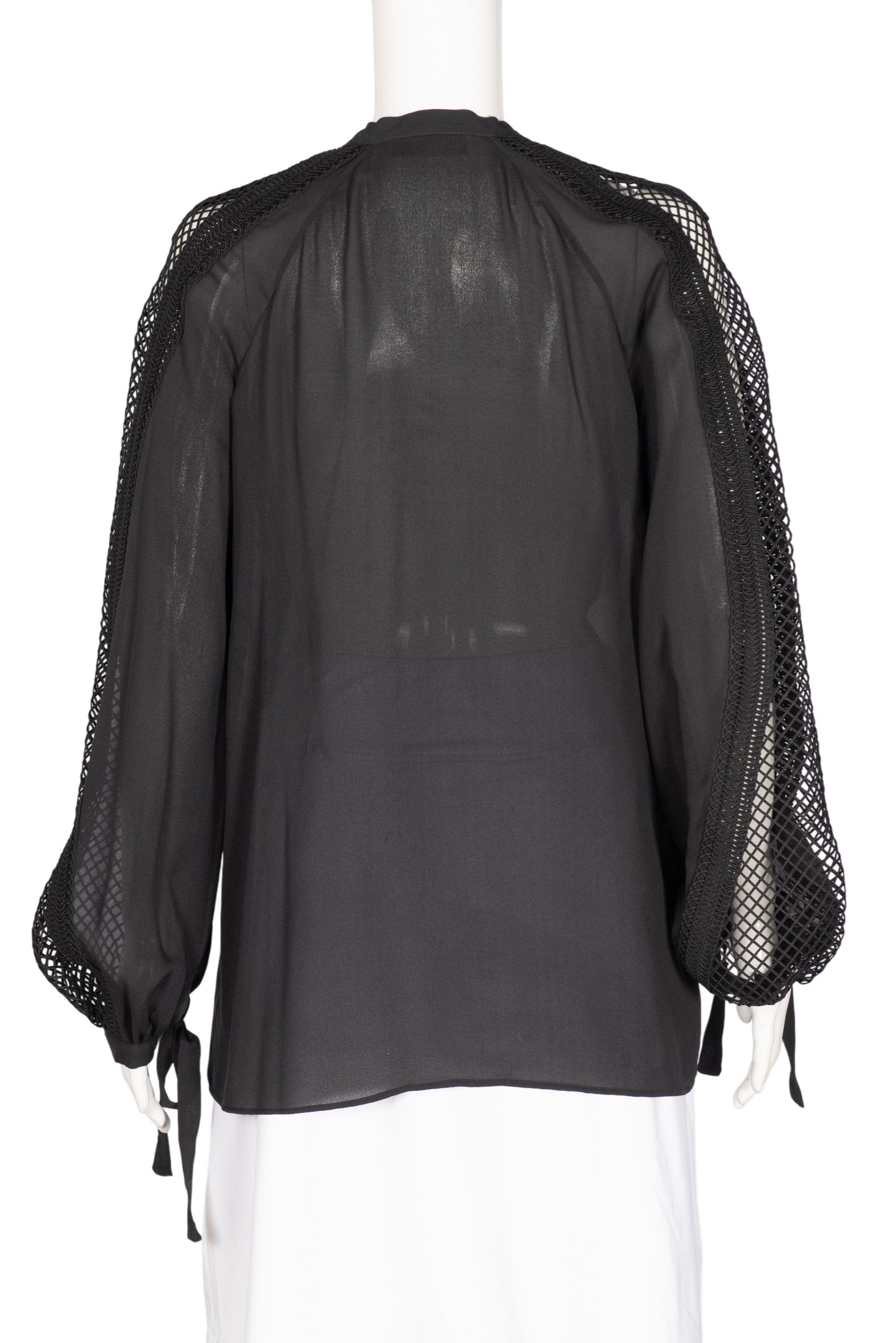 ELIE SAAB Black Silk Embroidered Blouse Top Size 10