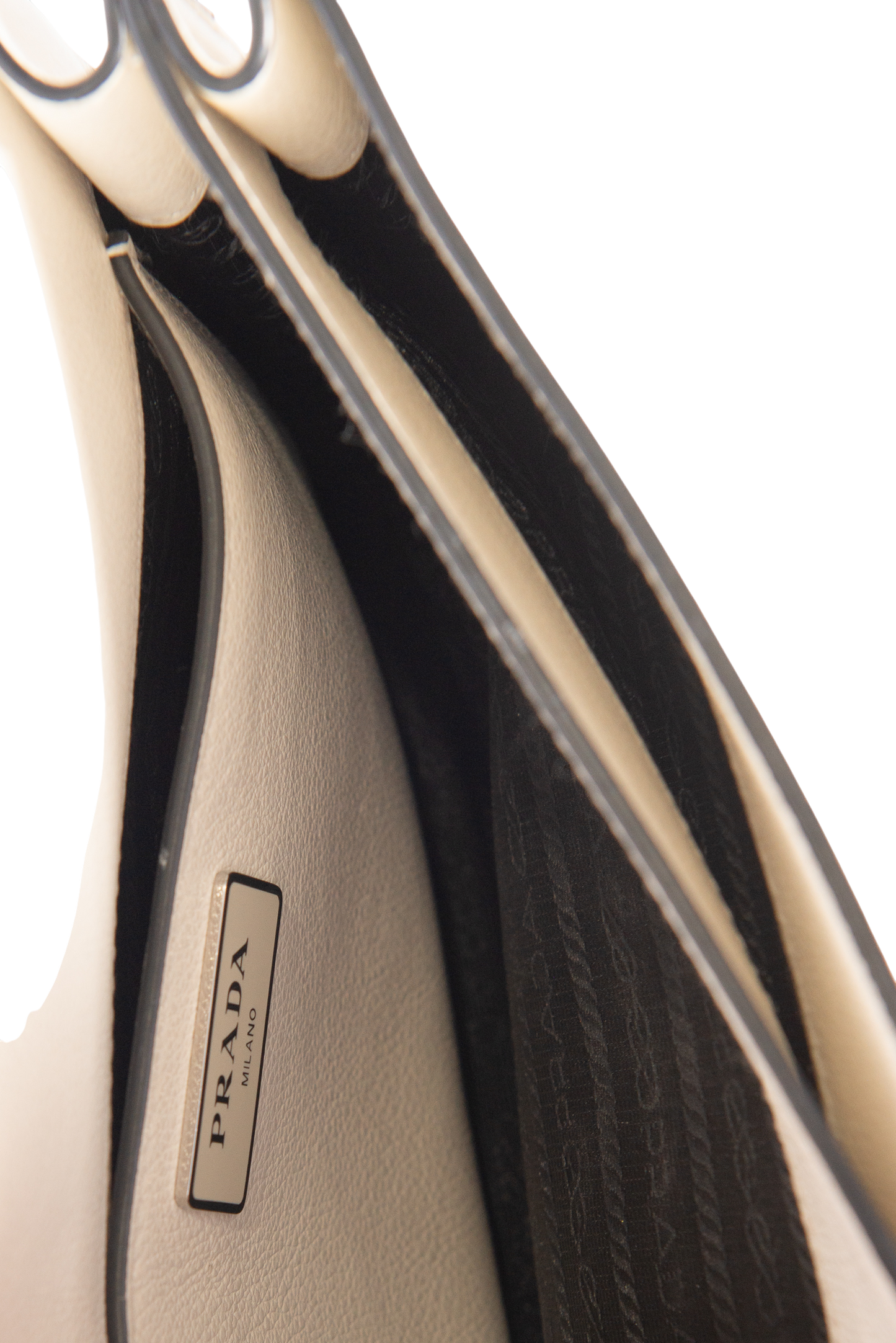 PRADA White Leather Triangle Logo Crossbody Bag