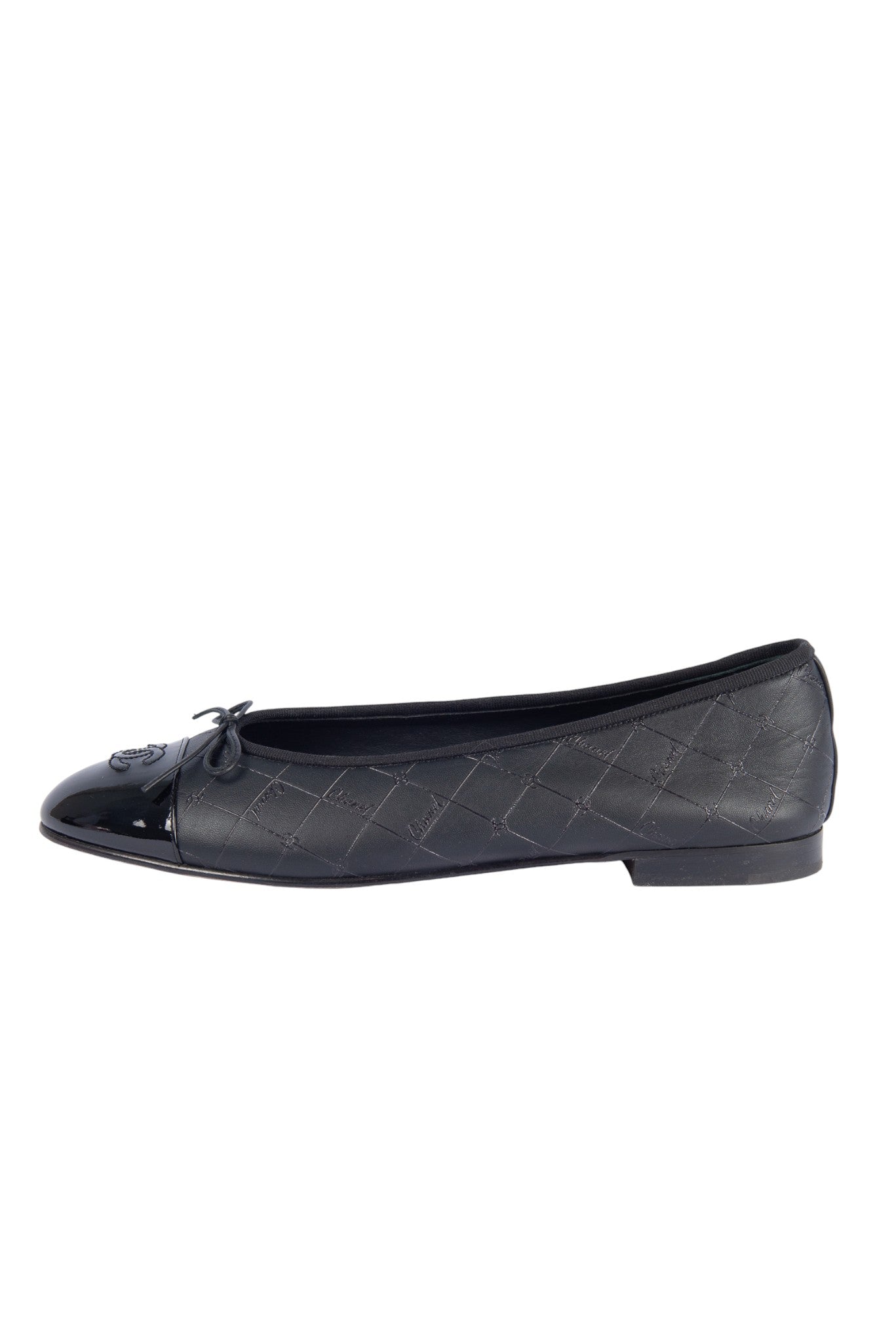 CHANEL Black Logo Ballet Flats Size 42