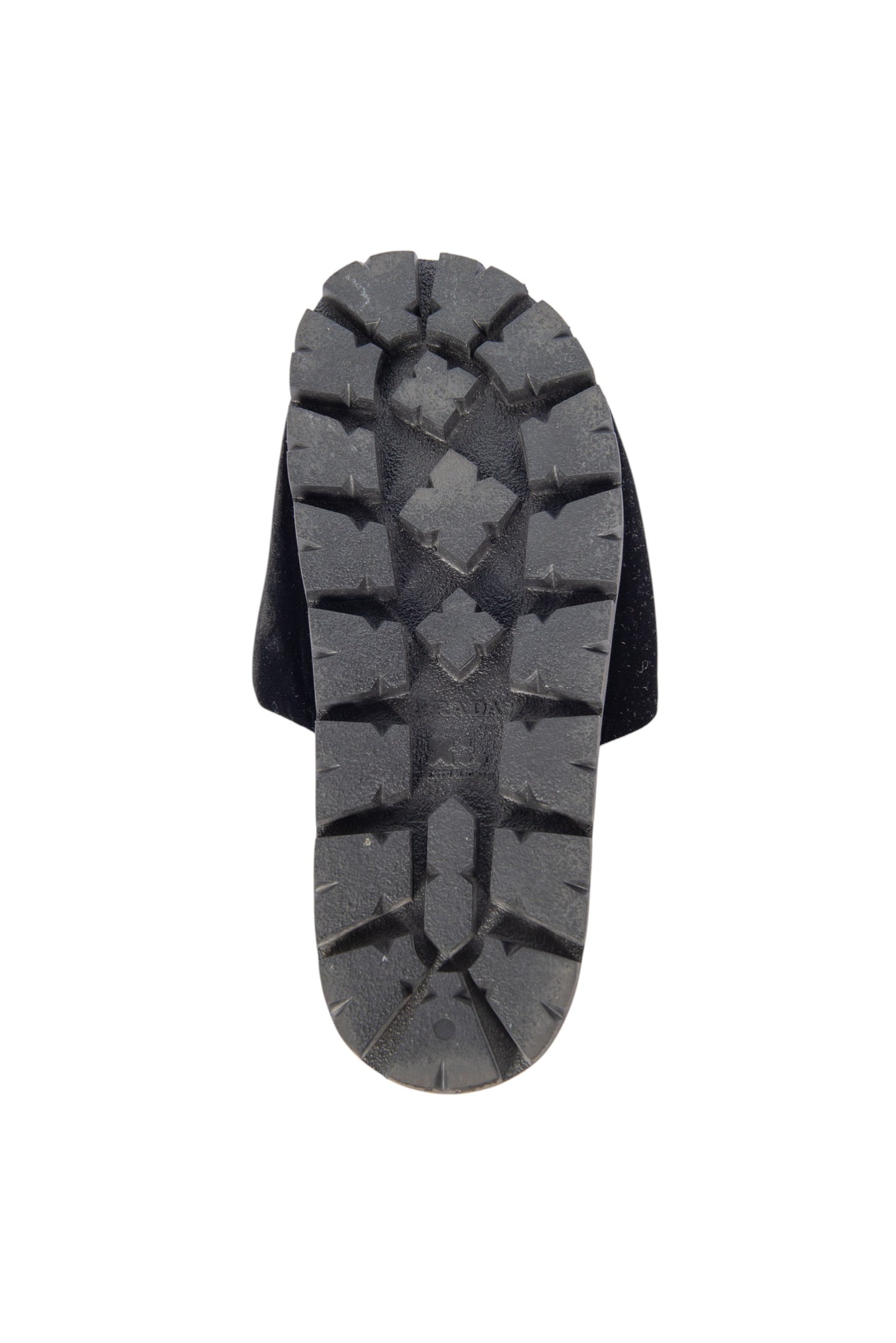 Prada Black Velvet Logo Slide Flats Size 36