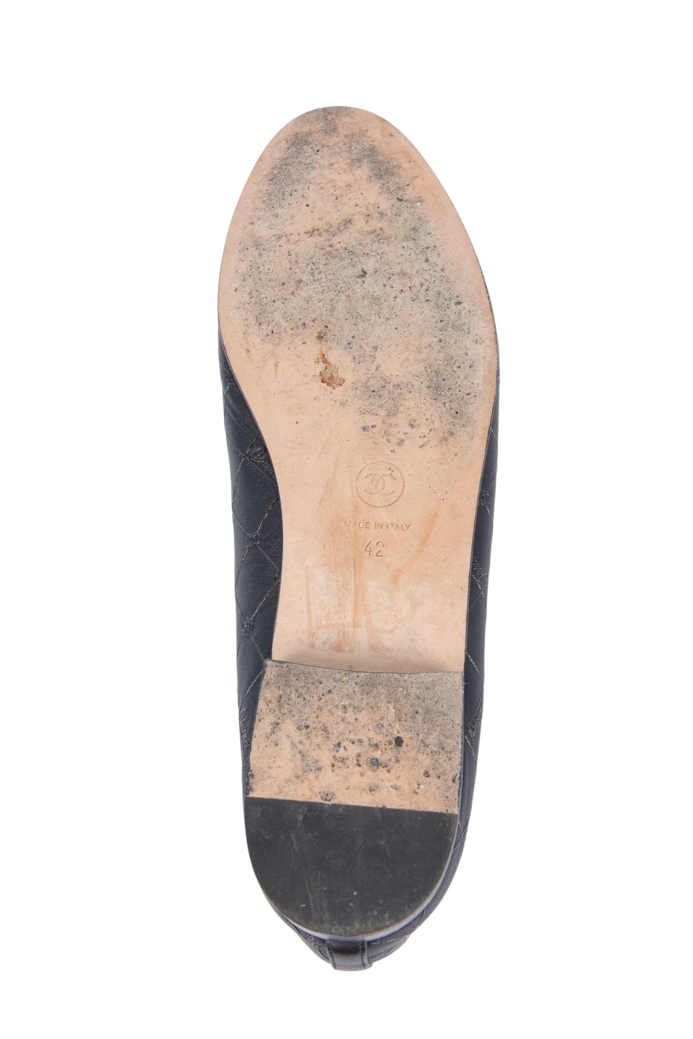 CHANEL Black Logo Ballet Flats Size 42
