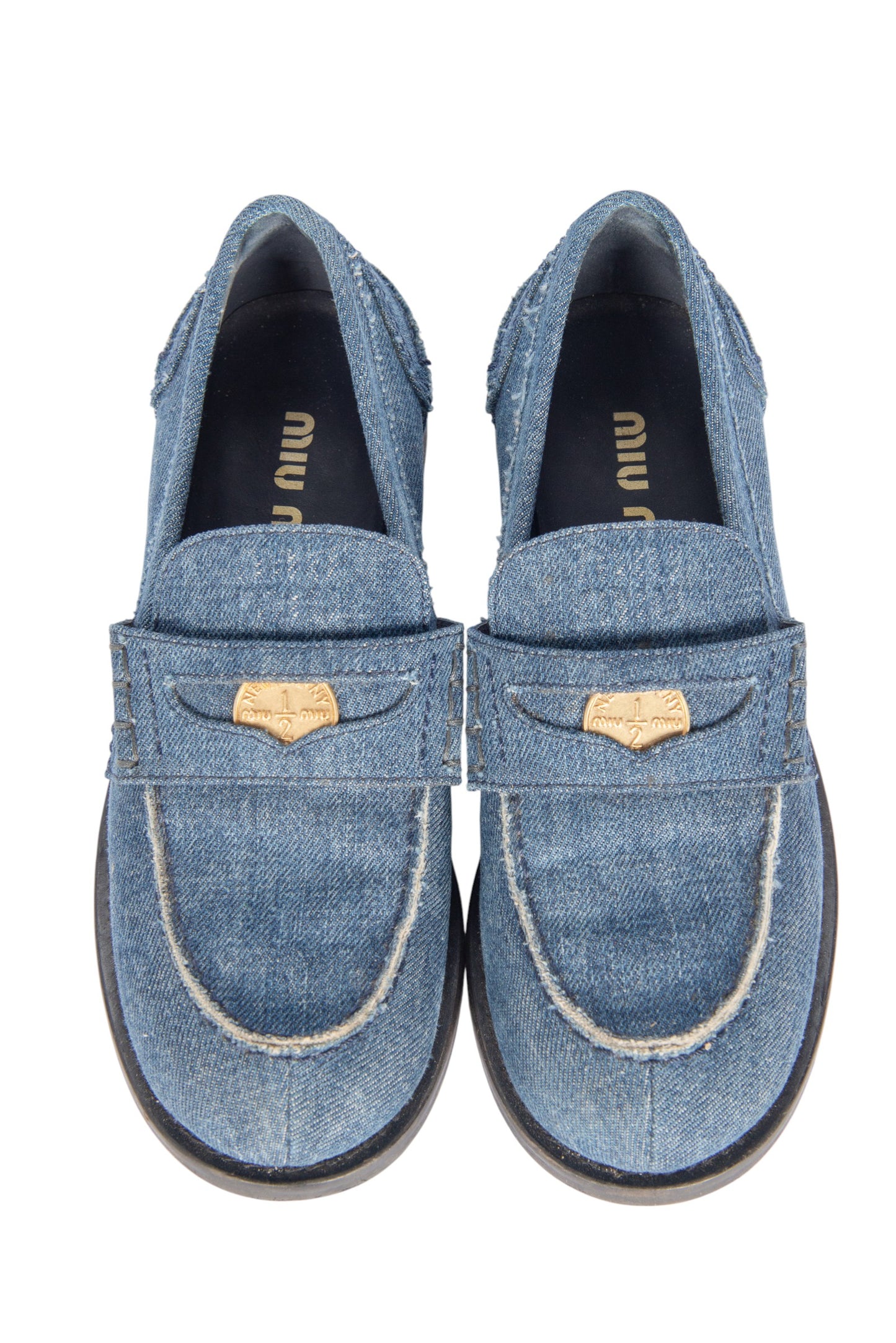 Miu Miu Blue Denim Penny Loafers Size 36
