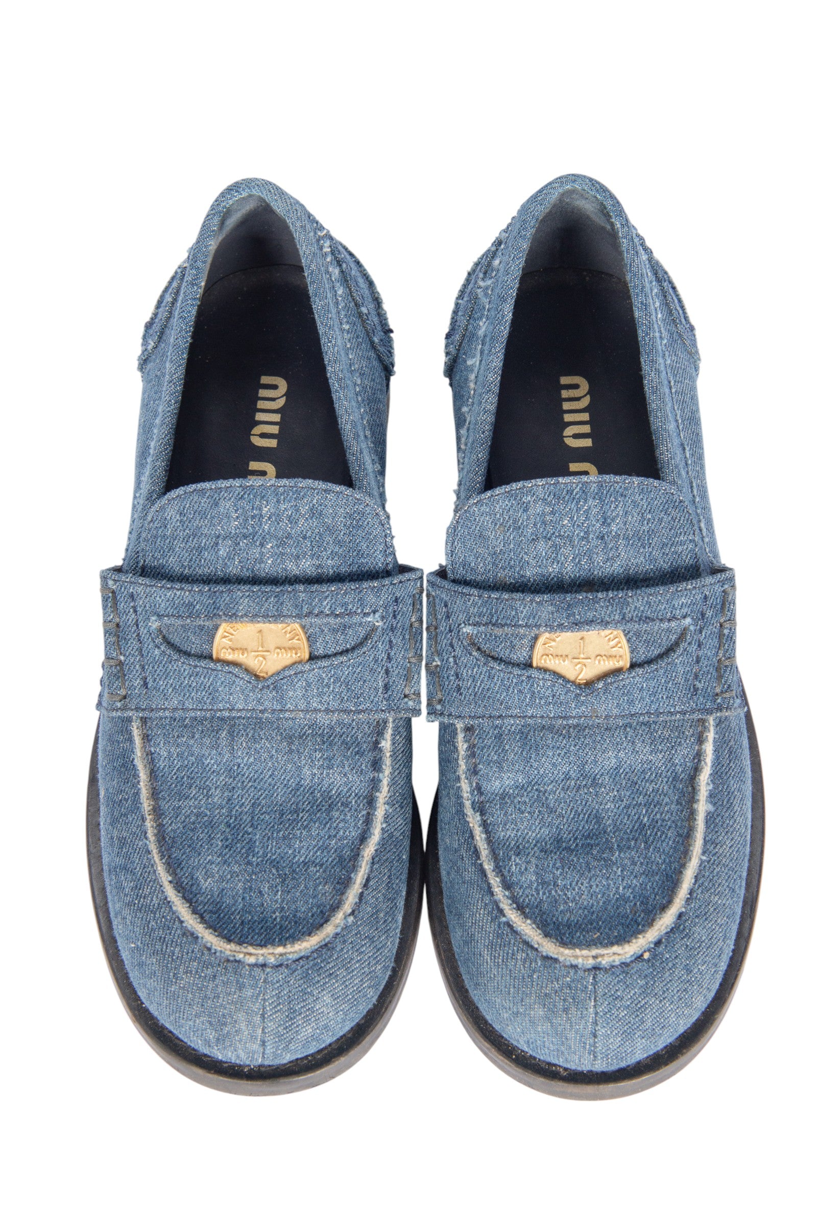 Miu Miu Blue Denim Penny Loafers Size 36