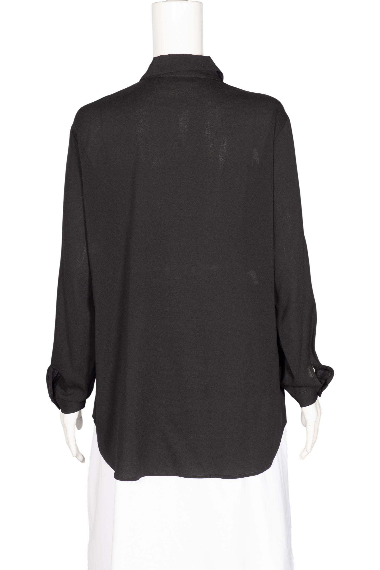 FABIANA FILIPPI Black Silk Lace Embellished Button-Up Blouse Size L
