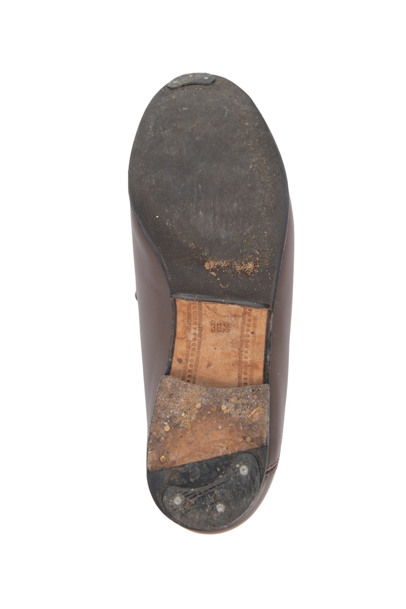 GUCCI Brown Leather Logo Loafers Size 36.5