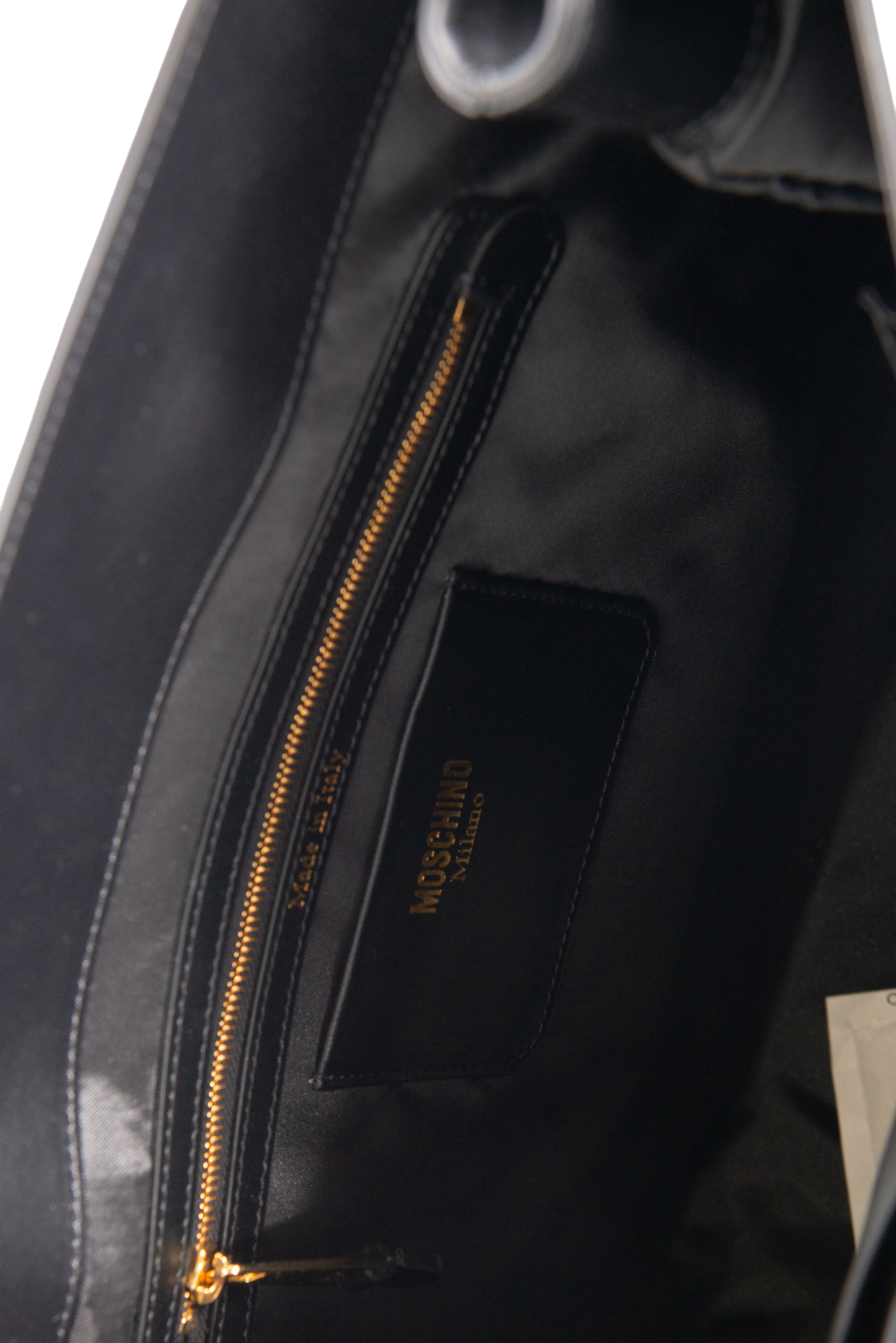 MOSCHINO Black Leather Logo Tote Bag Medium