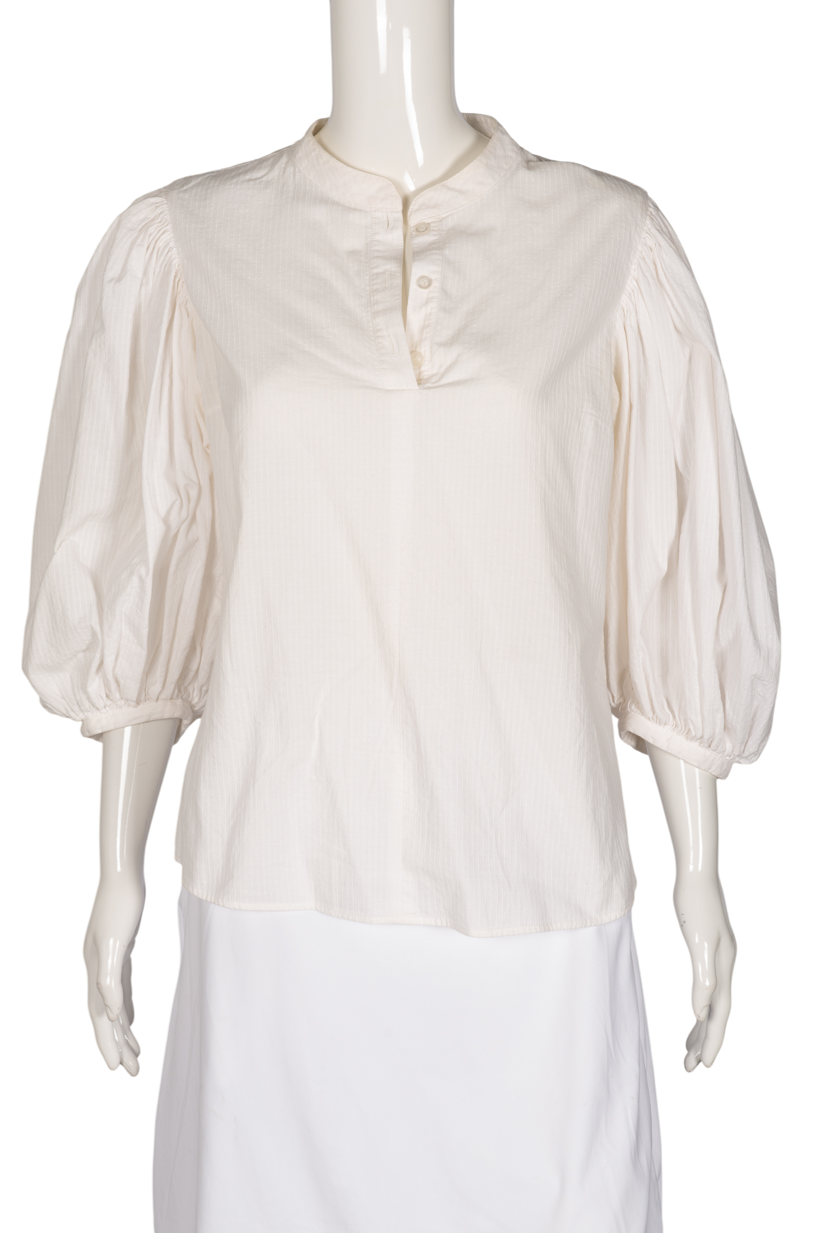 SEE BY CHLOÉ White Cotton Puff 3/4 Sleeve Blouse Top Size 8