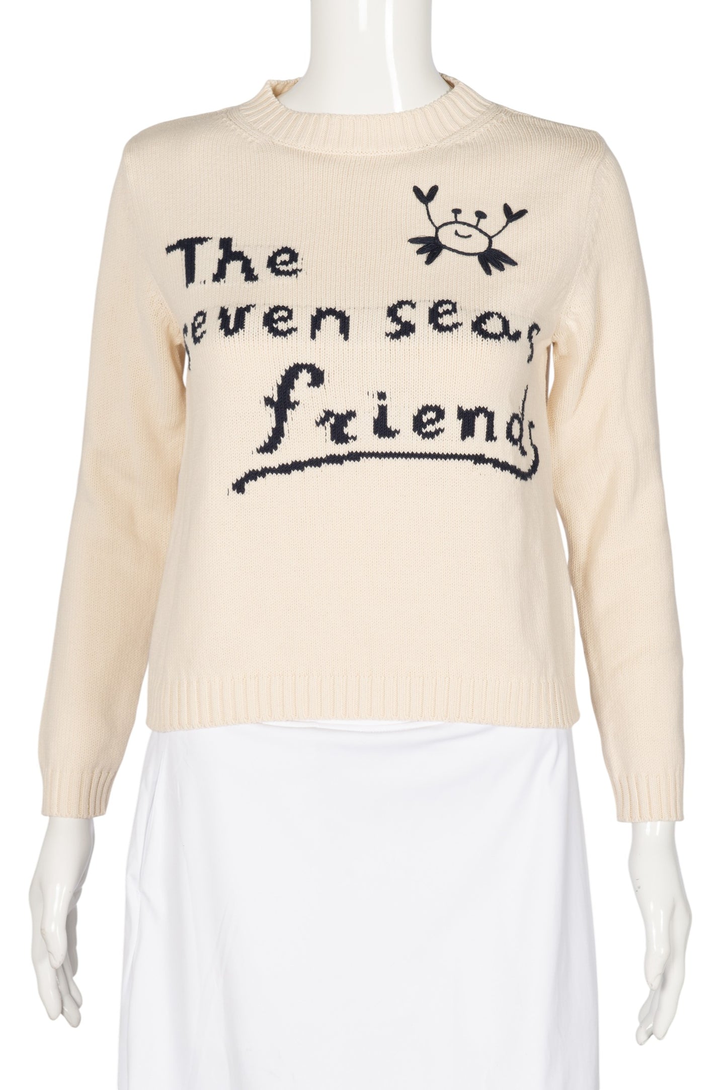 WEEKEND MAX MARA Ivory Cotton Knit Sweater Size XS