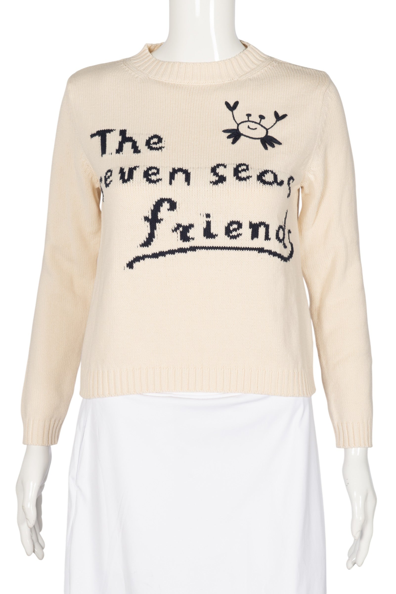 WEEKEND MAX MARA Ivory Cotton Knit Sweater Size XS
