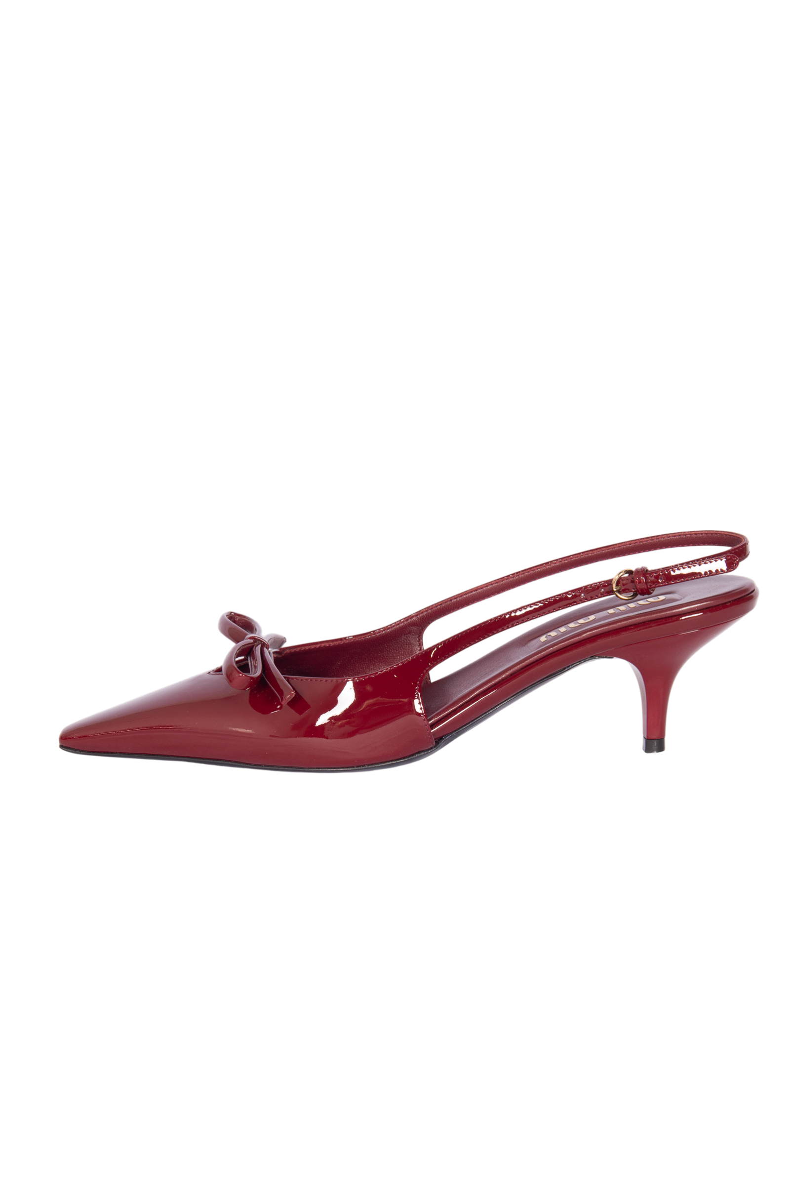 MIU MIU Burgundy Leather Slingback Pumps with Bow Detail Size 39