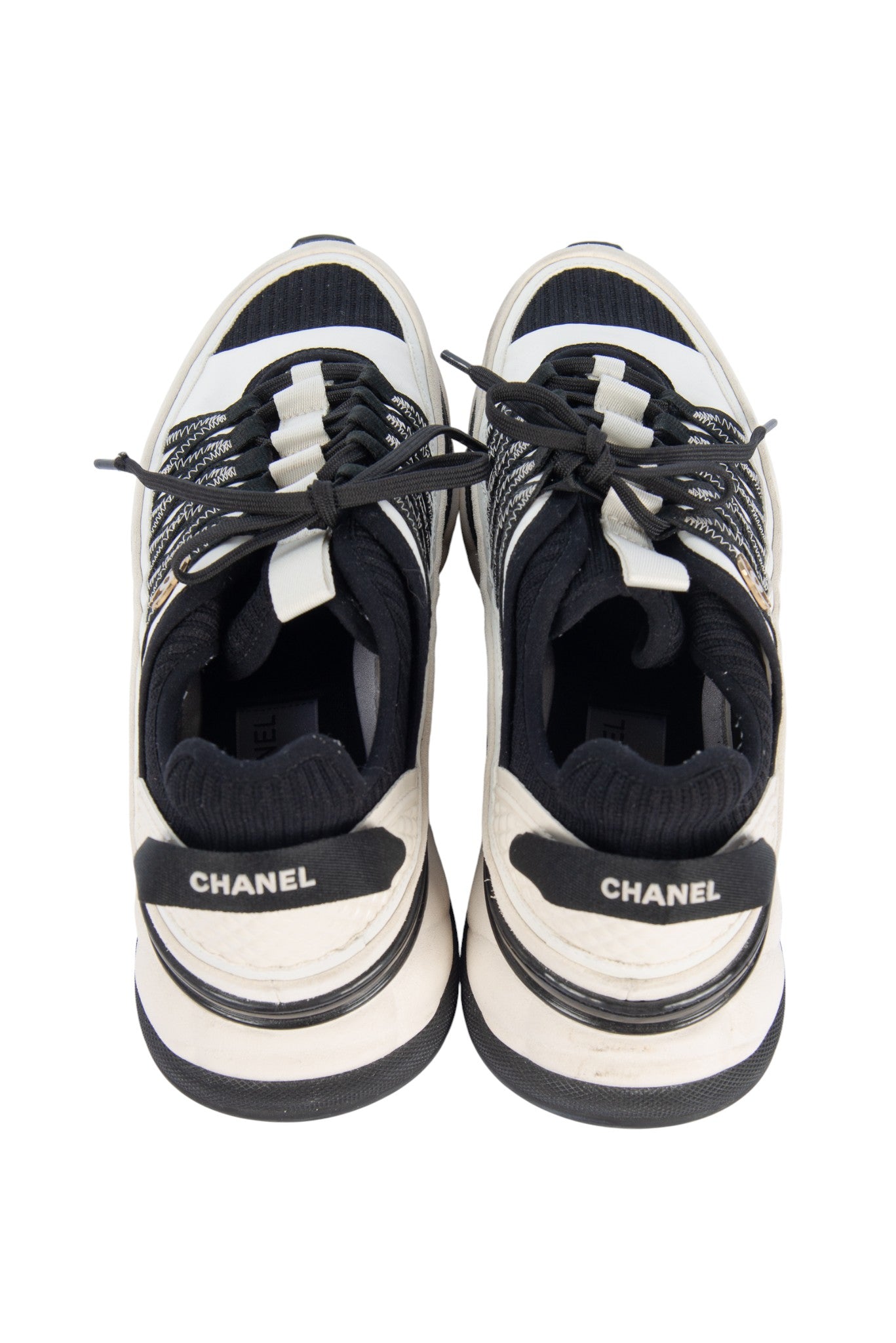 CHANEL White Suede Trainers Sneakers Size 42