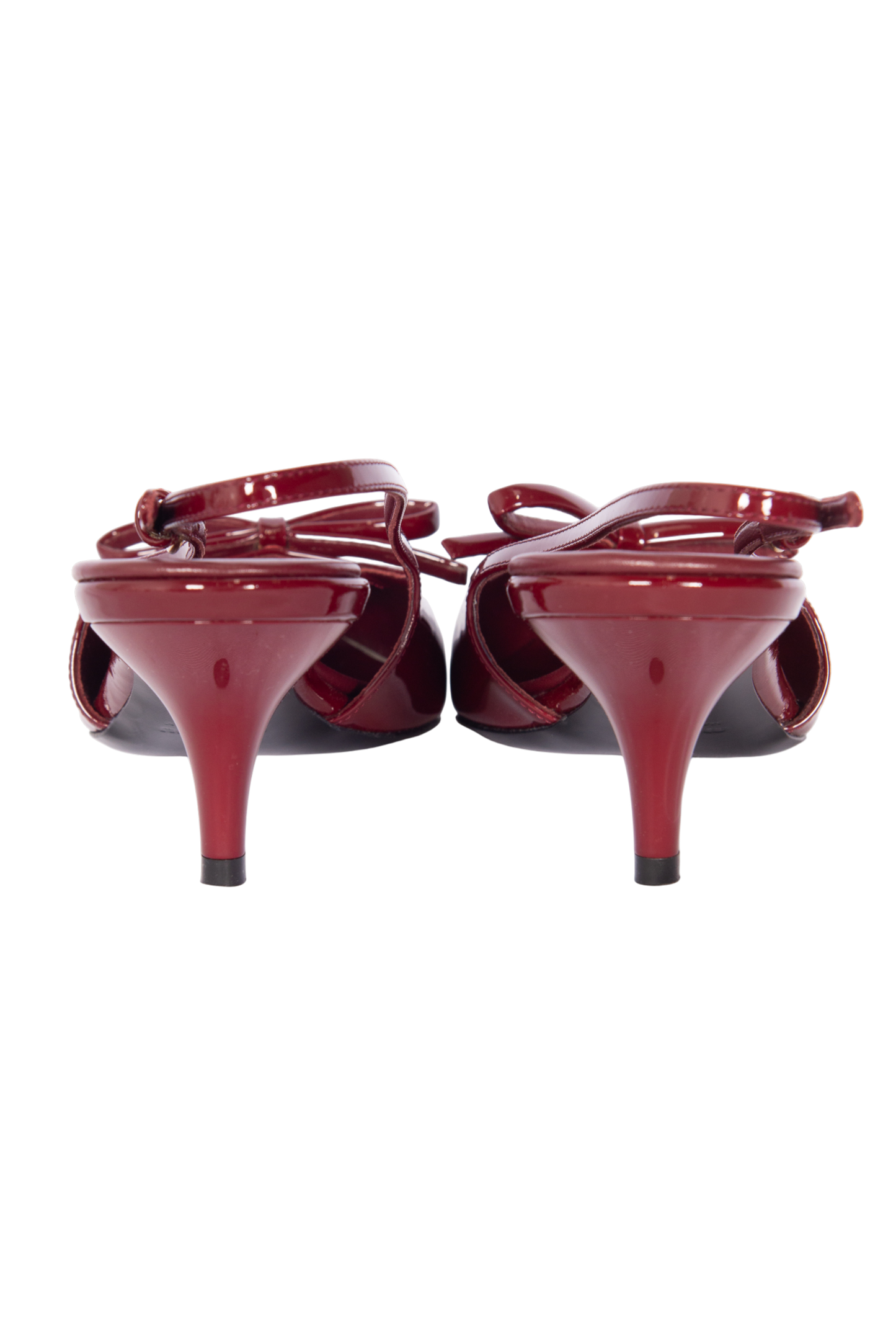 MIU MIU Burgundy Leather Slingback Pumps with Bow Detail Size 39