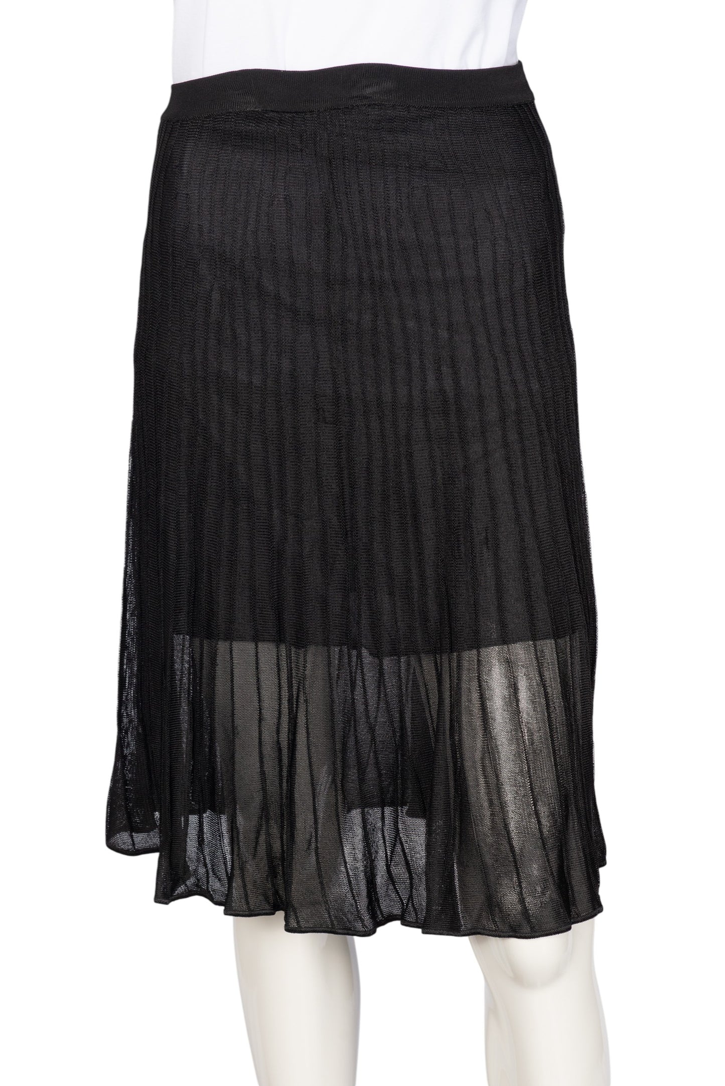 MISSONI Black Mesh Pleated Midi Skirt Size S
