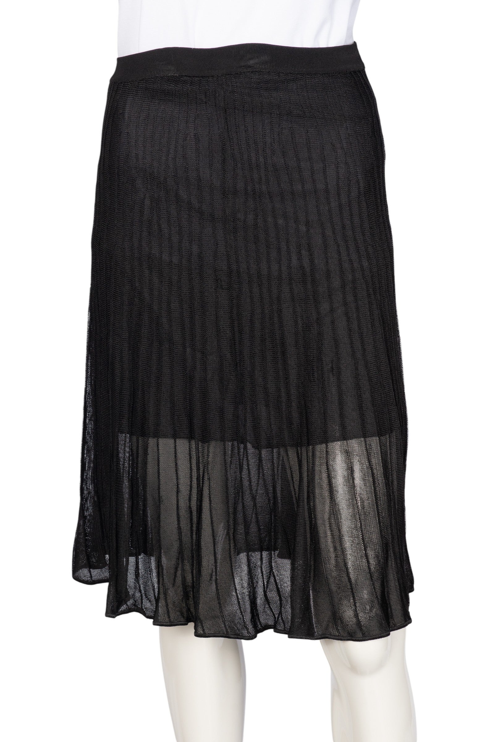 MISSONI Black Mesh Pleated Midi Skirt Size S