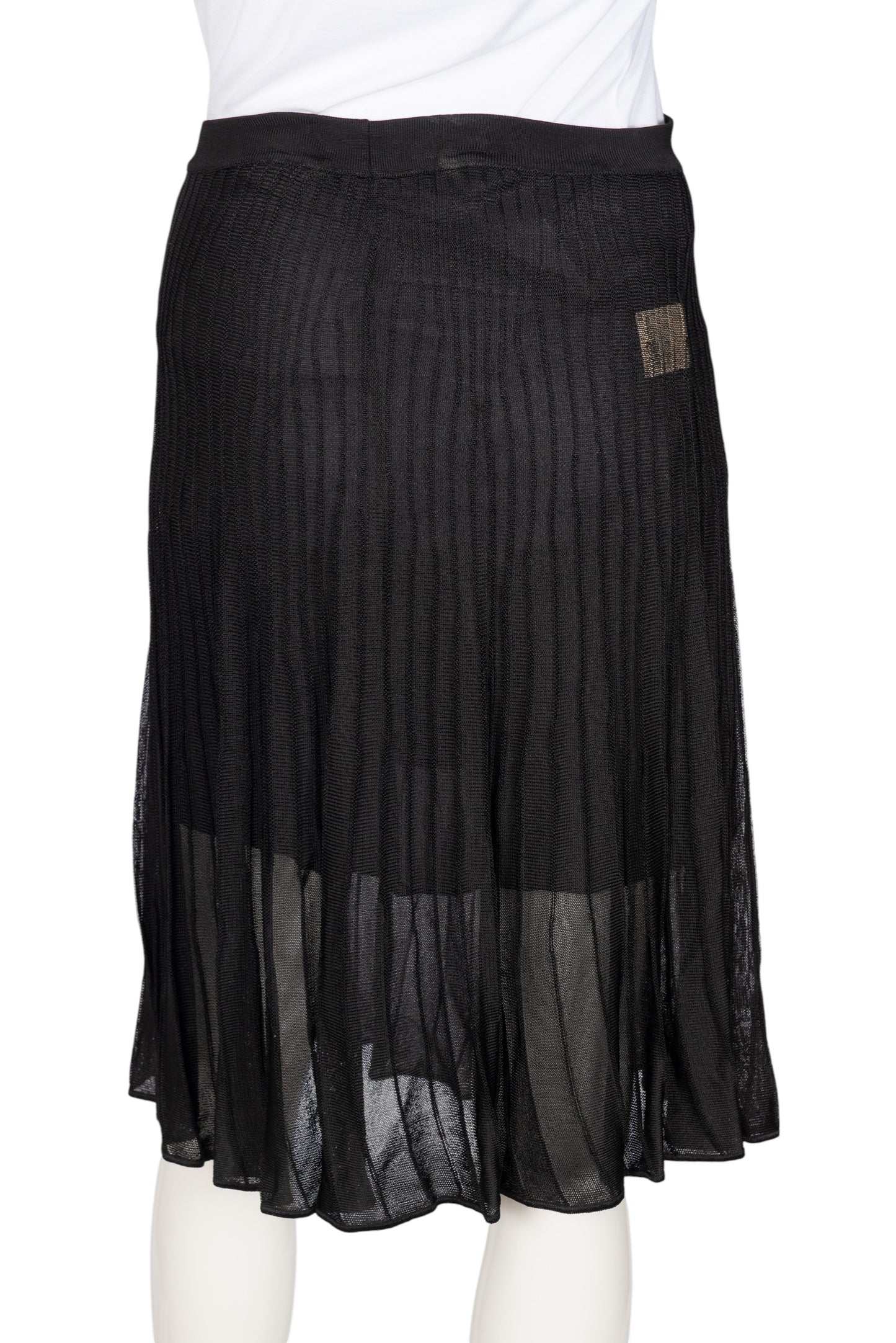 MISSONI Black Mesh Pleated Midi Skirt Size S