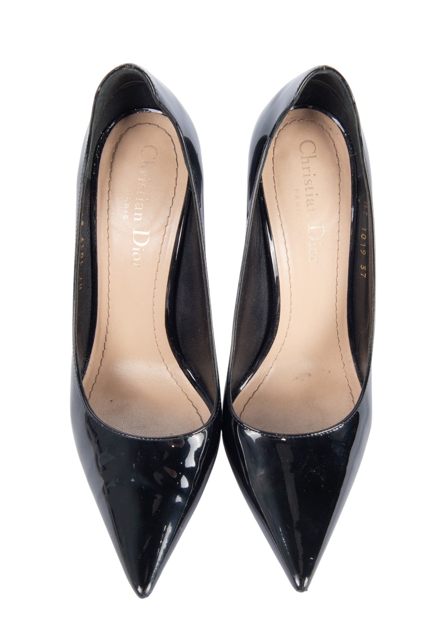 CHRISTIAN DIOR Black Leather Pointed Heels Size 37