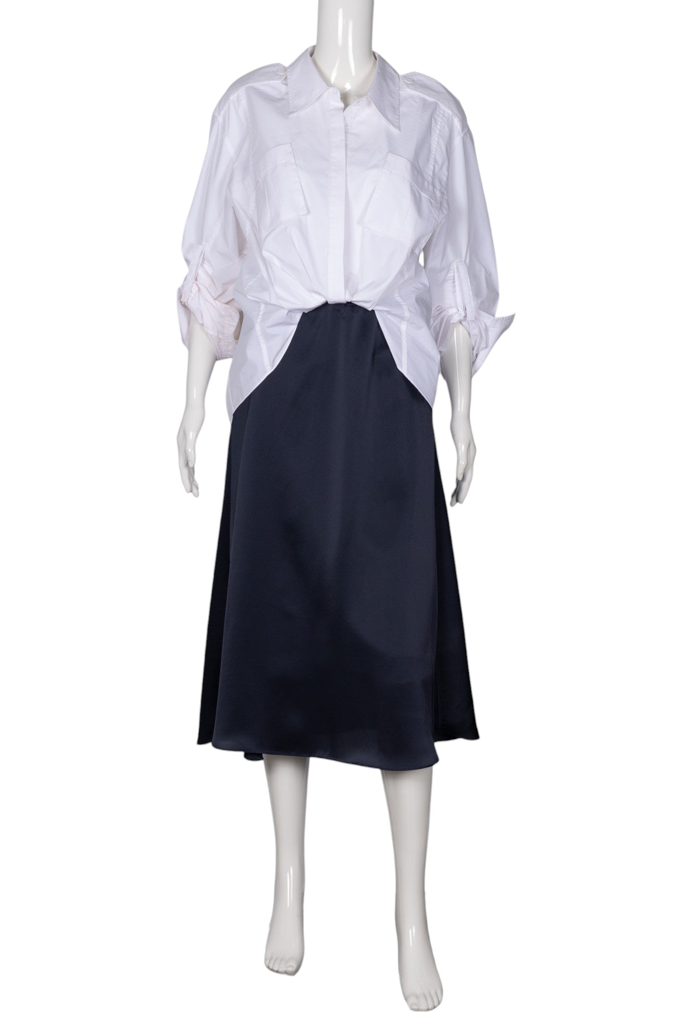 3.1 PHILLIP LIM White Satin Combo Silk Dress Size L